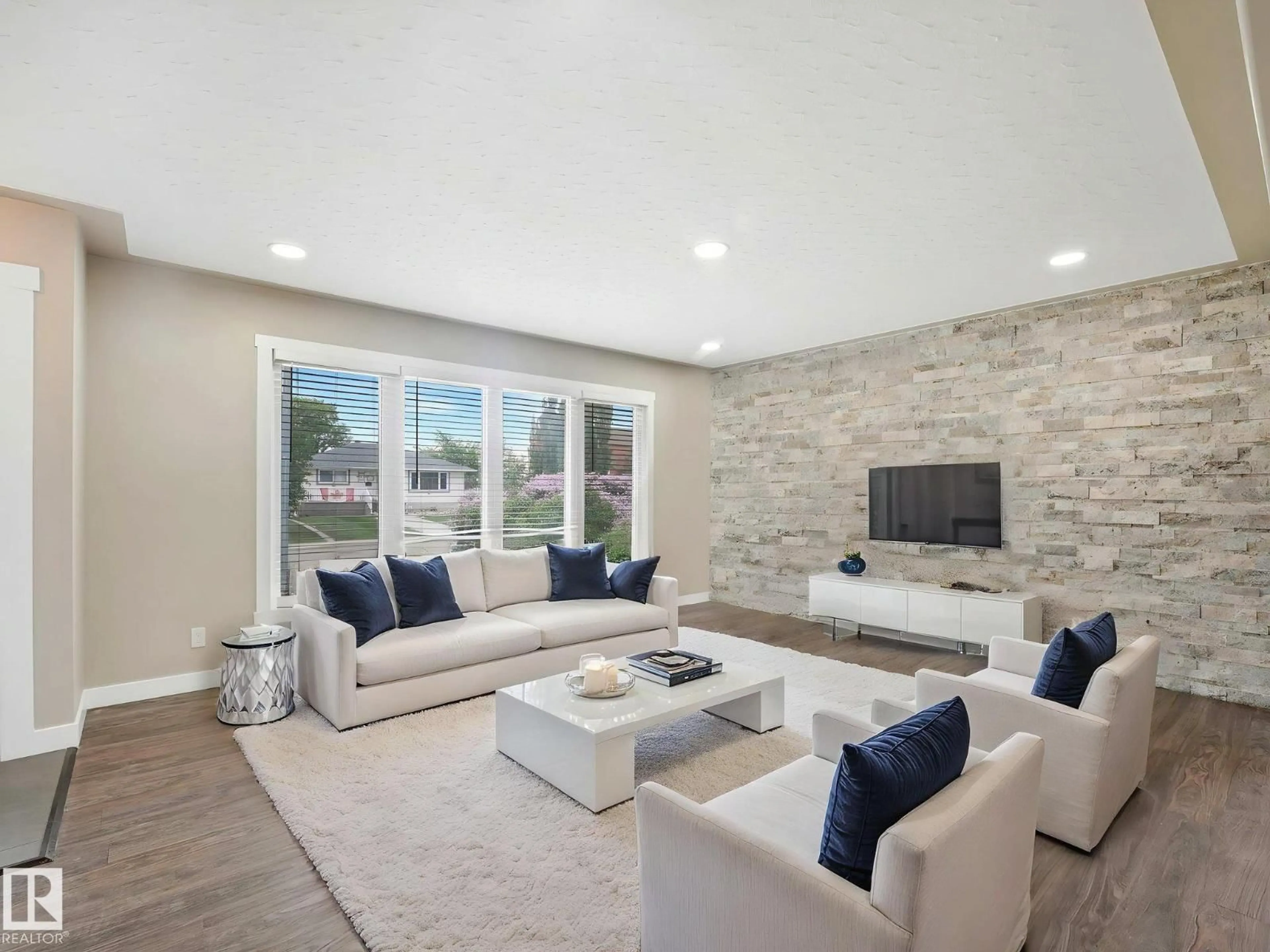 Living room with furniture, ceramic/tile floor for NW - 12241 54 ST, Edmonton Alberta T5W3N6