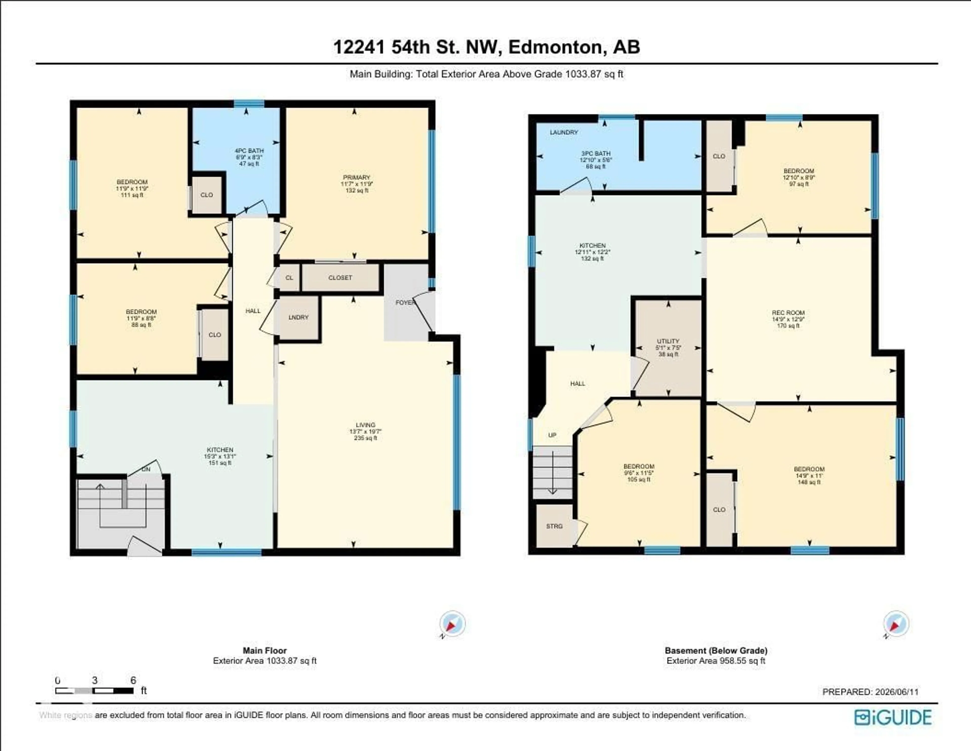 Floor plan for NW - 12241 54 ST, Edmonton Alberta T5W3N6