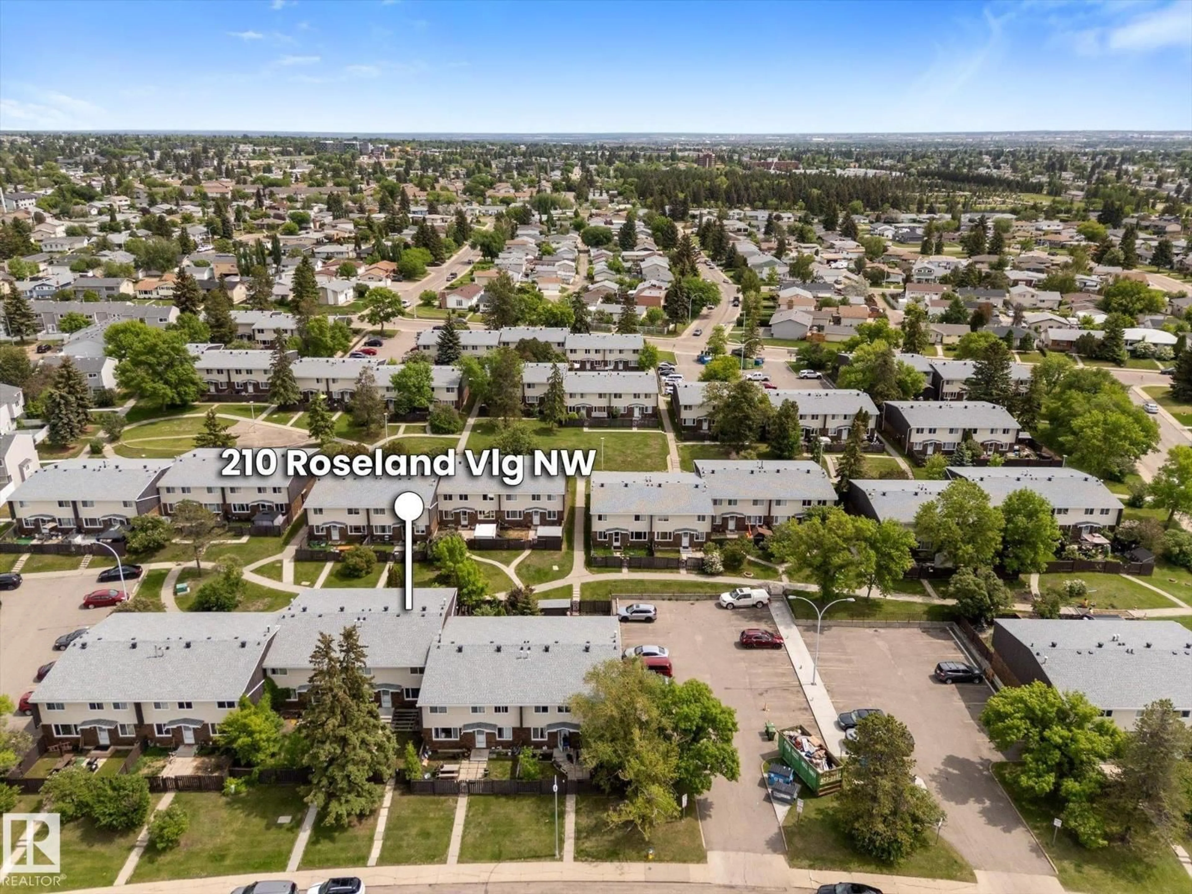 A pic from outside/outdoor area/front of a property/back of a property/a pic from drone, city buildings view from balcony for NW - 210 ROSELAND VG, Edmonton Alberta T5E5R6