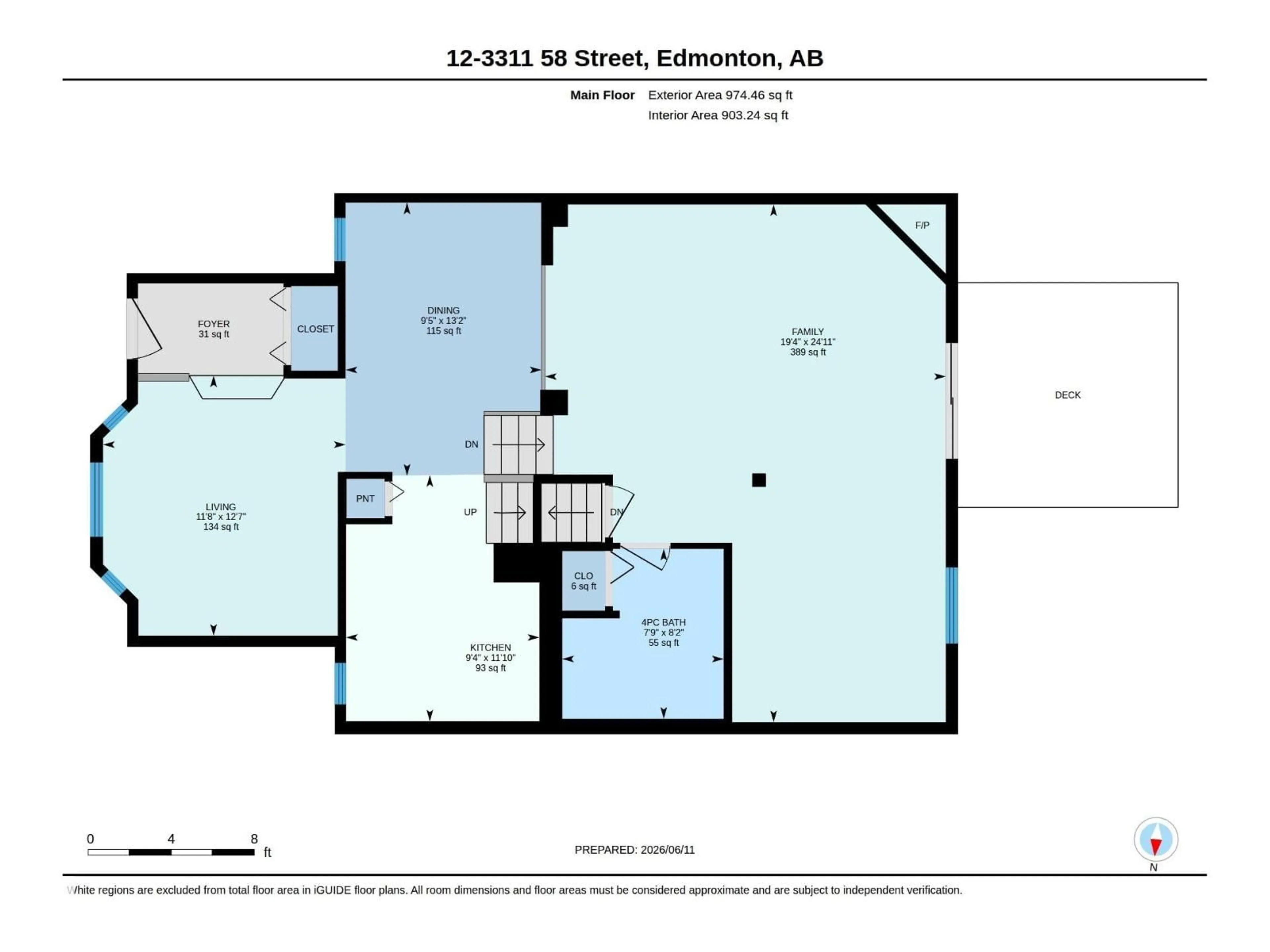 Floor plan for #12 - 3311 58 ST, Edmonton Alberta T6L6X3