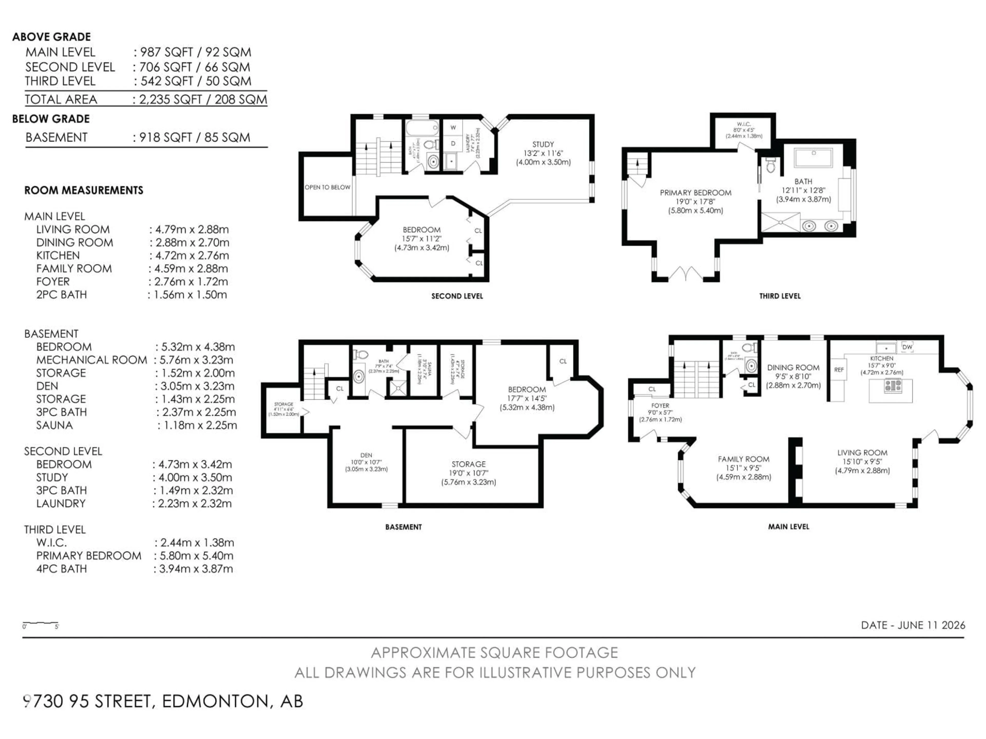 Floor plan for NW - 9730 95 ST, Edmonton Alberta T6C3X7