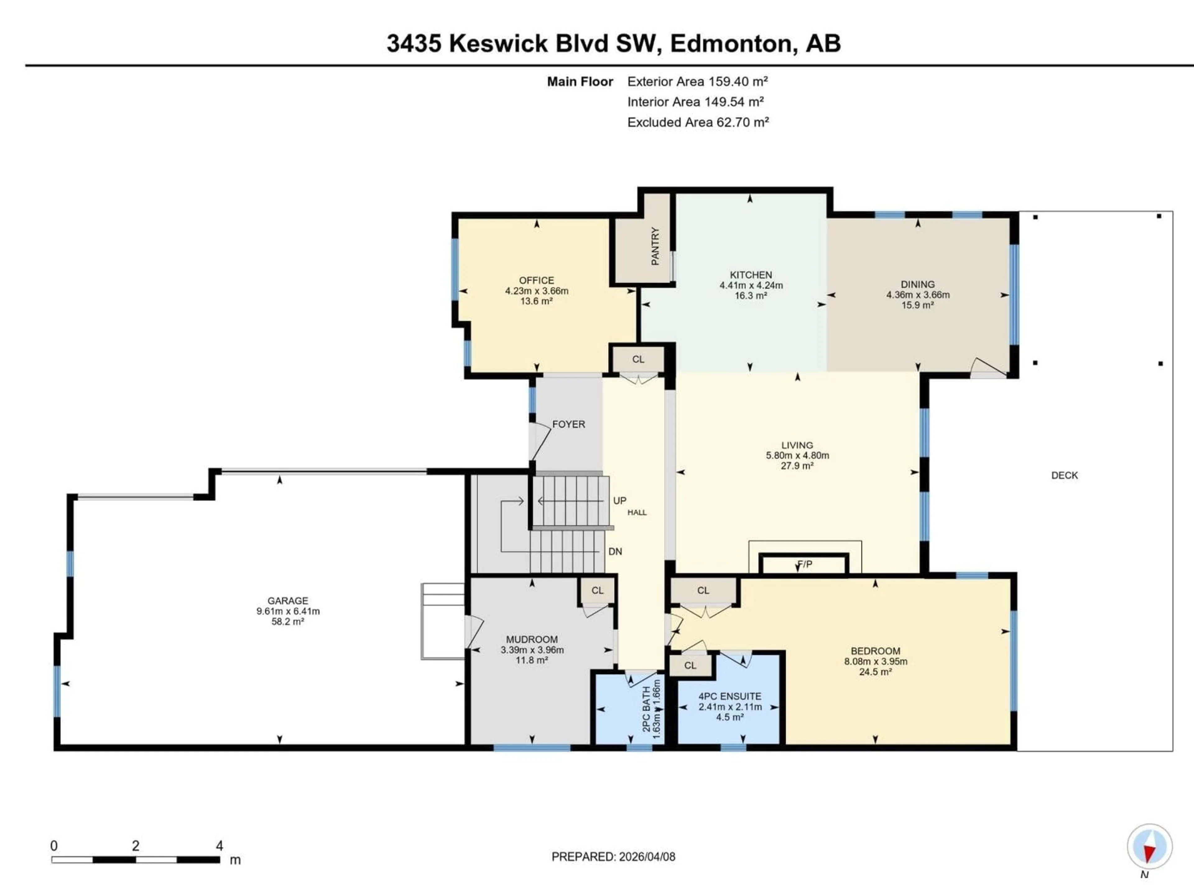 Floor plan for 3435 KESWICK BV, Edmonton Alberta T6W3B2