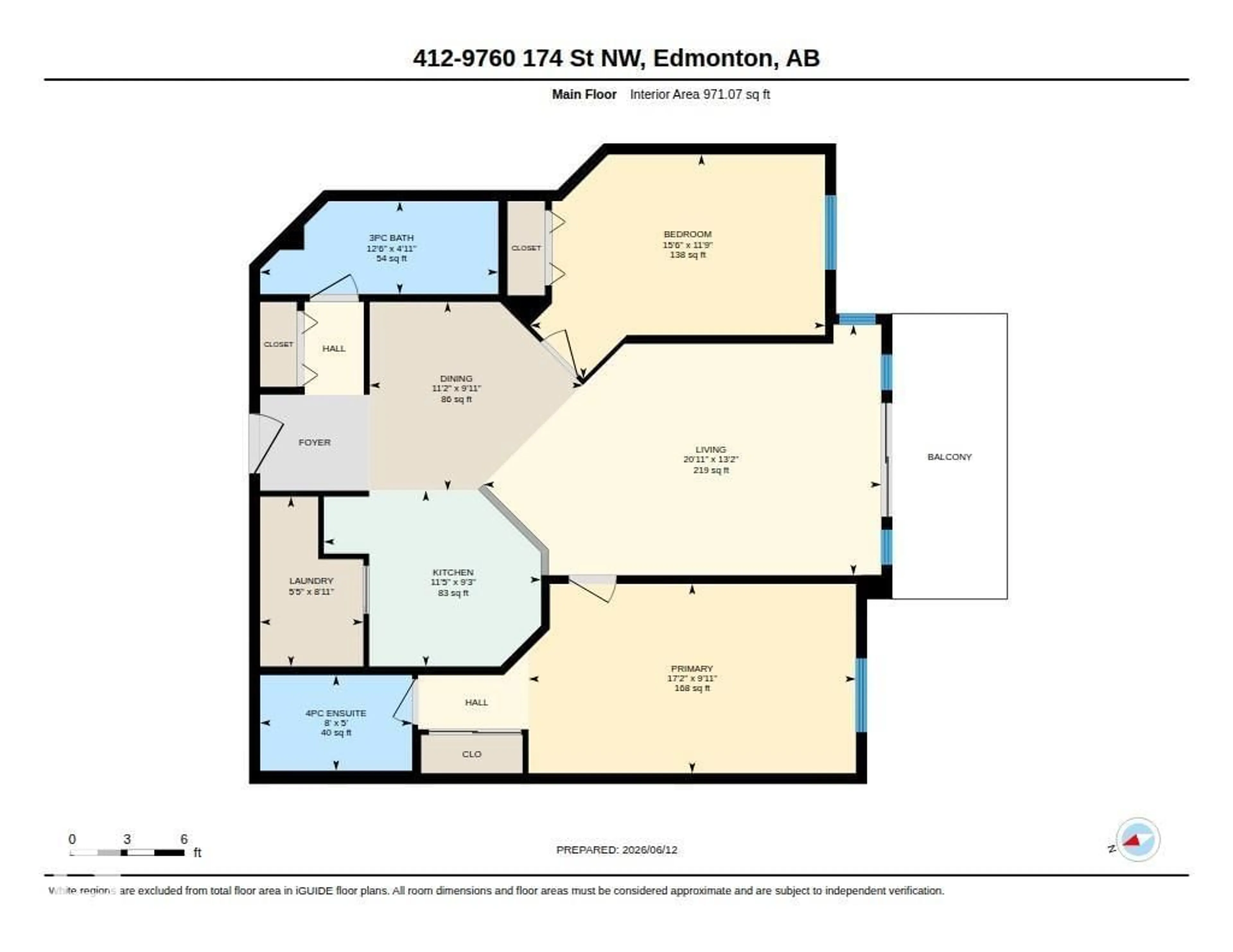 Floor plan for #412 - 9760 174 ST, Edmonton Alberta T5T6J4
