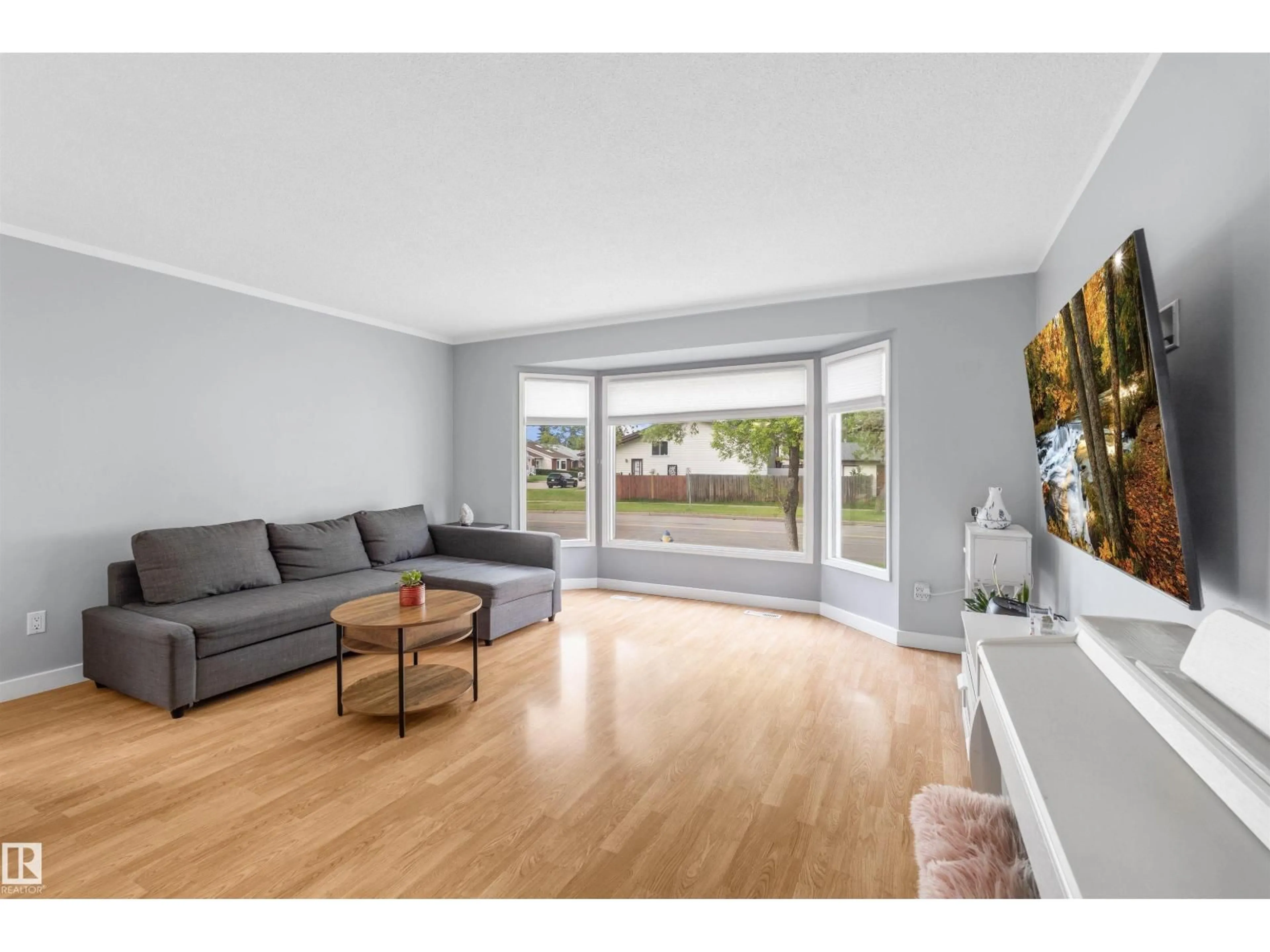 Living room with furniture, wood/laminate floor for NW - 17007 95 ST, Edmonton Alberta T5Z2A7