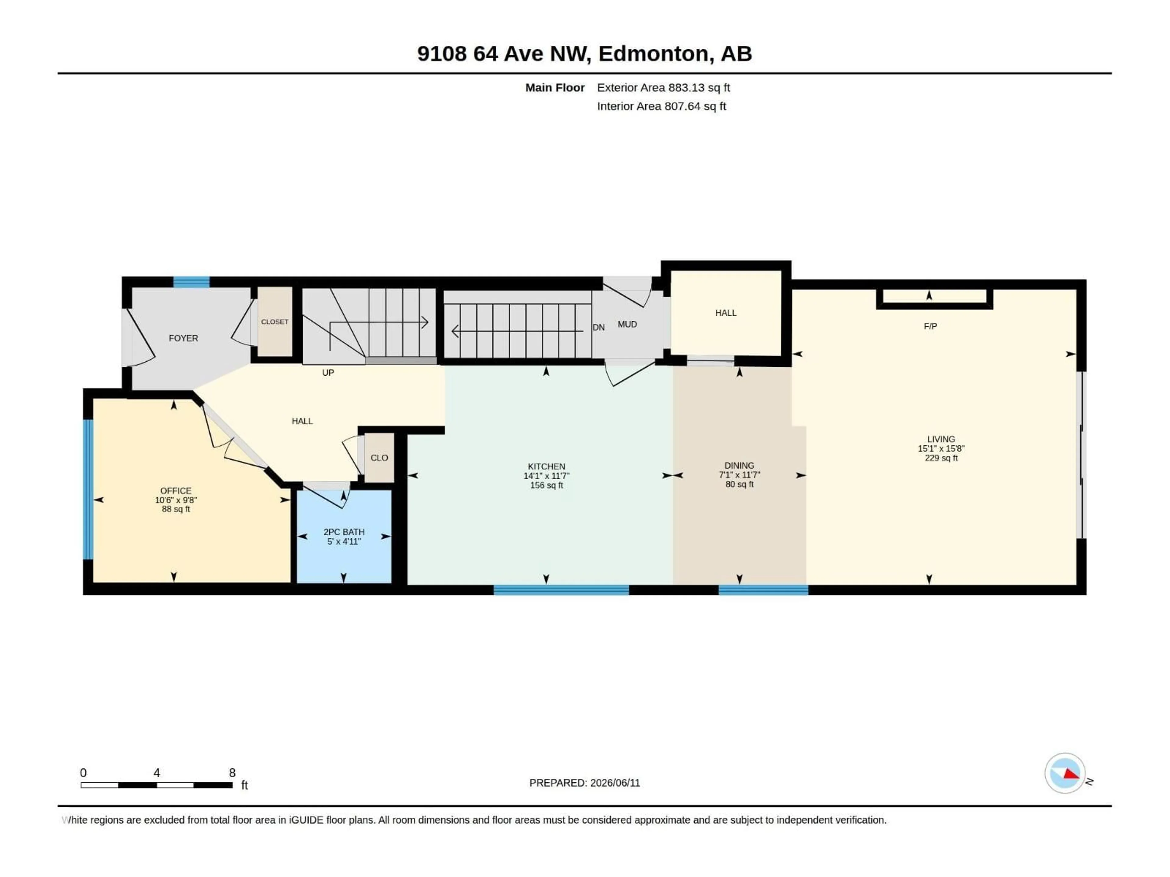 Floor plan for 9108 64 AV, Edmonton Alberta T6E0H7