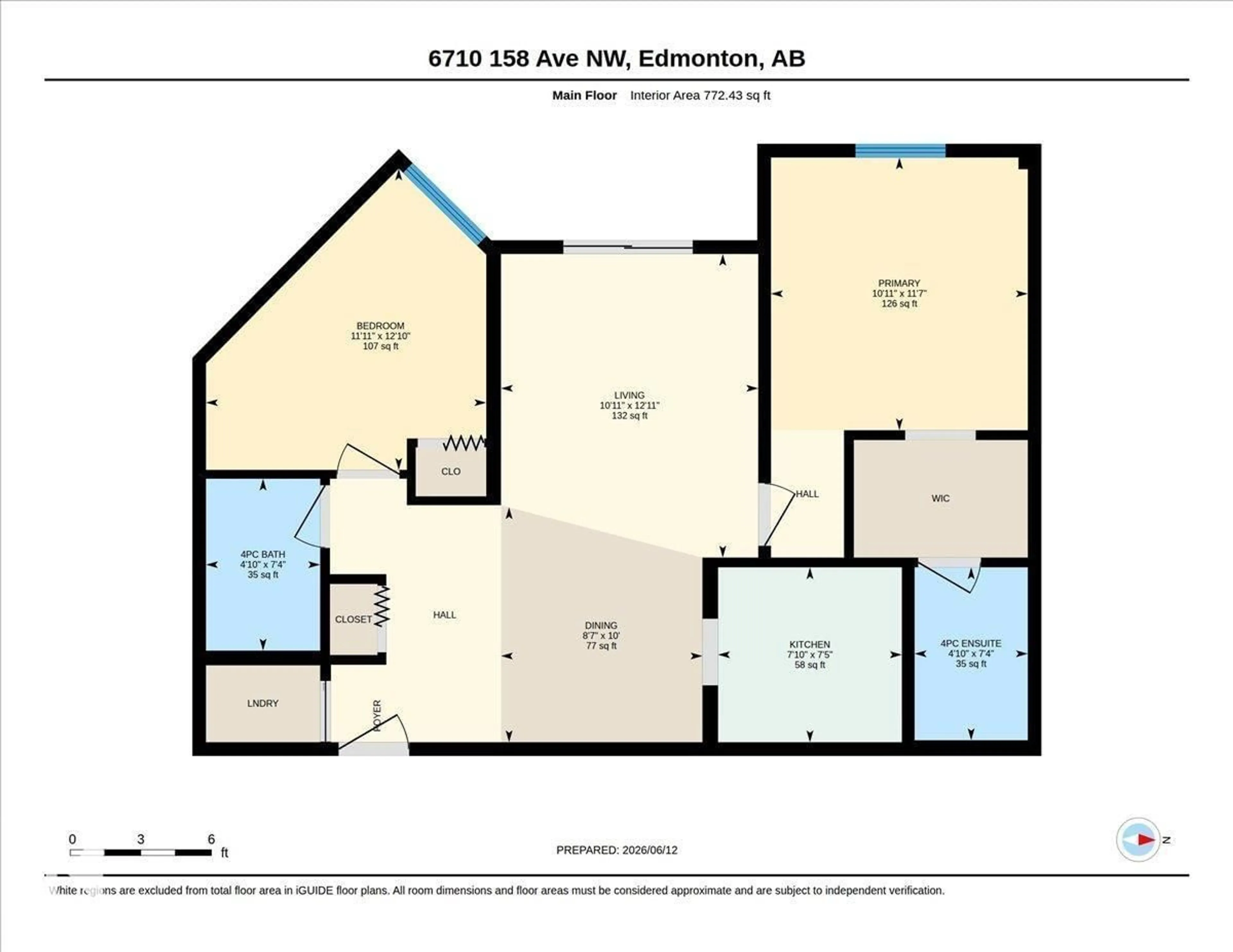 Floor plan for #112 - 6710 158 AV, Edmonton Alberta T5Z3A7
