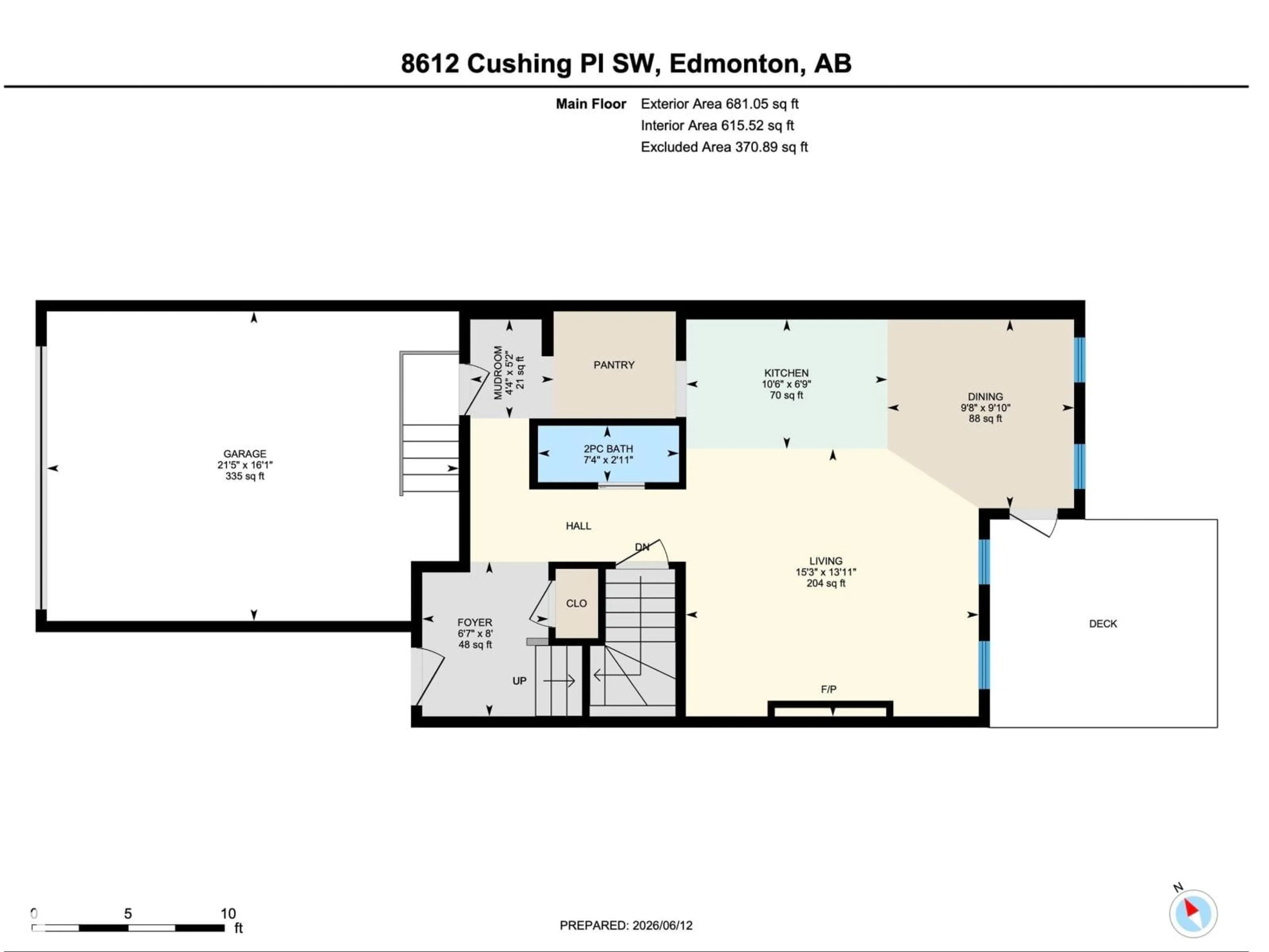 Floor plan for 8612 CUSHING PL, Edmonton Alberta T6W3R4