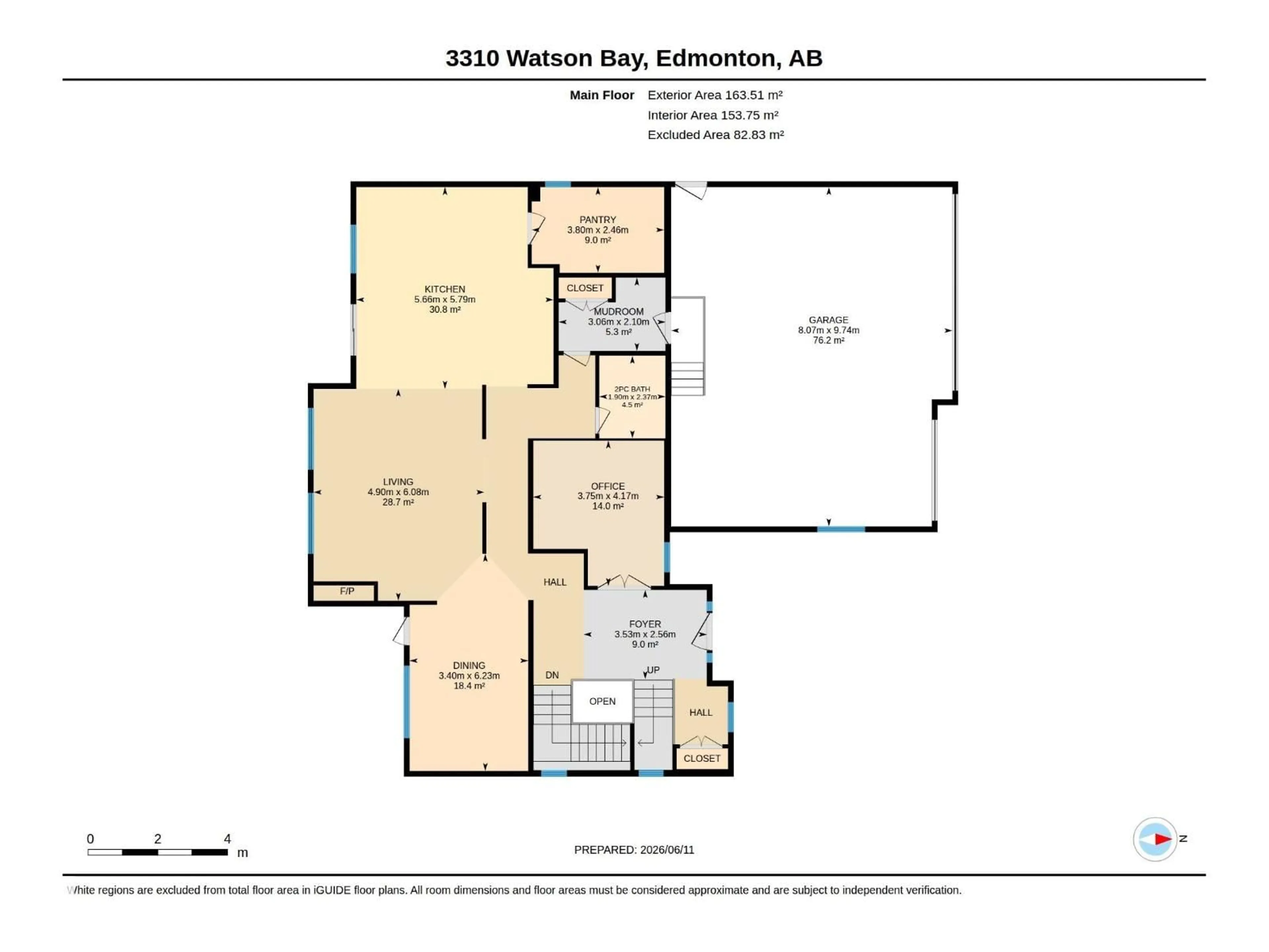 Floor plan for 3310 WATSON BA, Edmonton Alberta T6W0P2