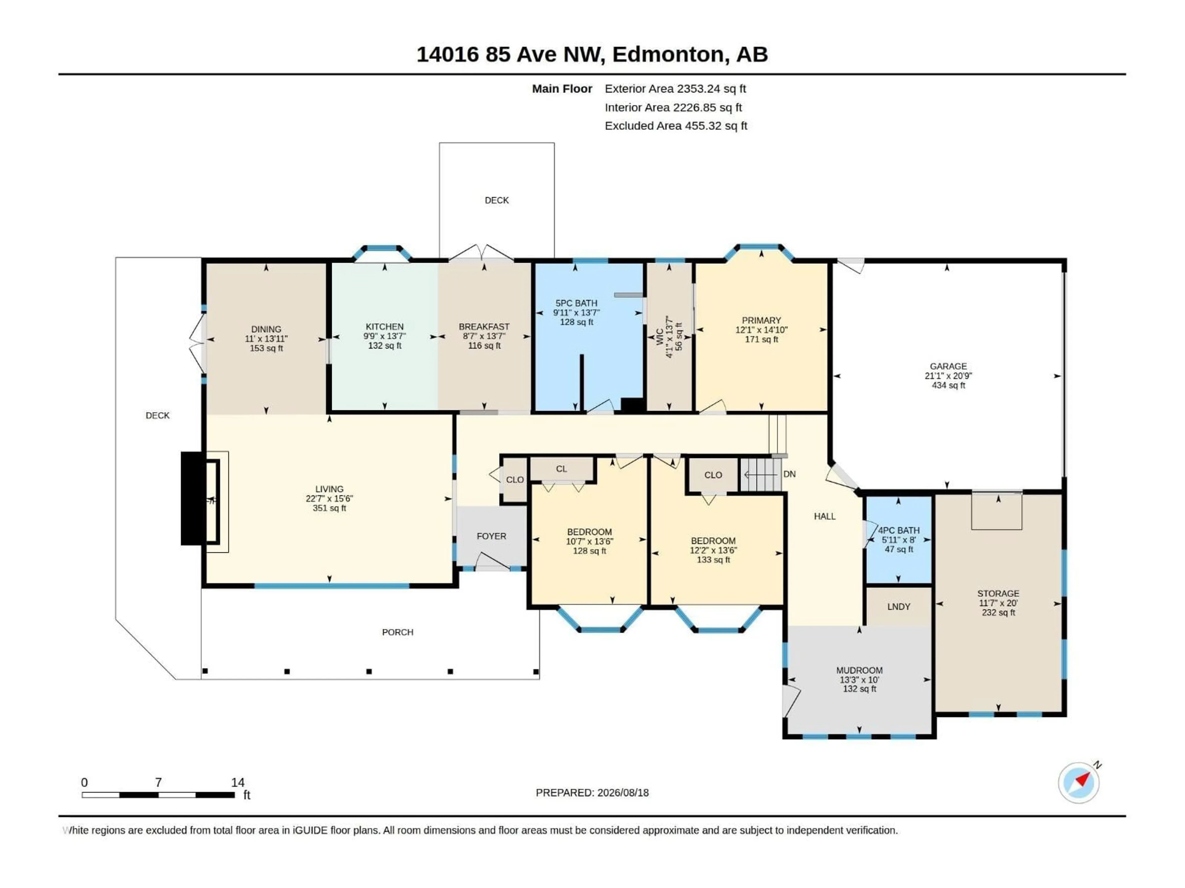 Floor plan for 14016 85 AV, Edmonton Alberta T5R3Y8