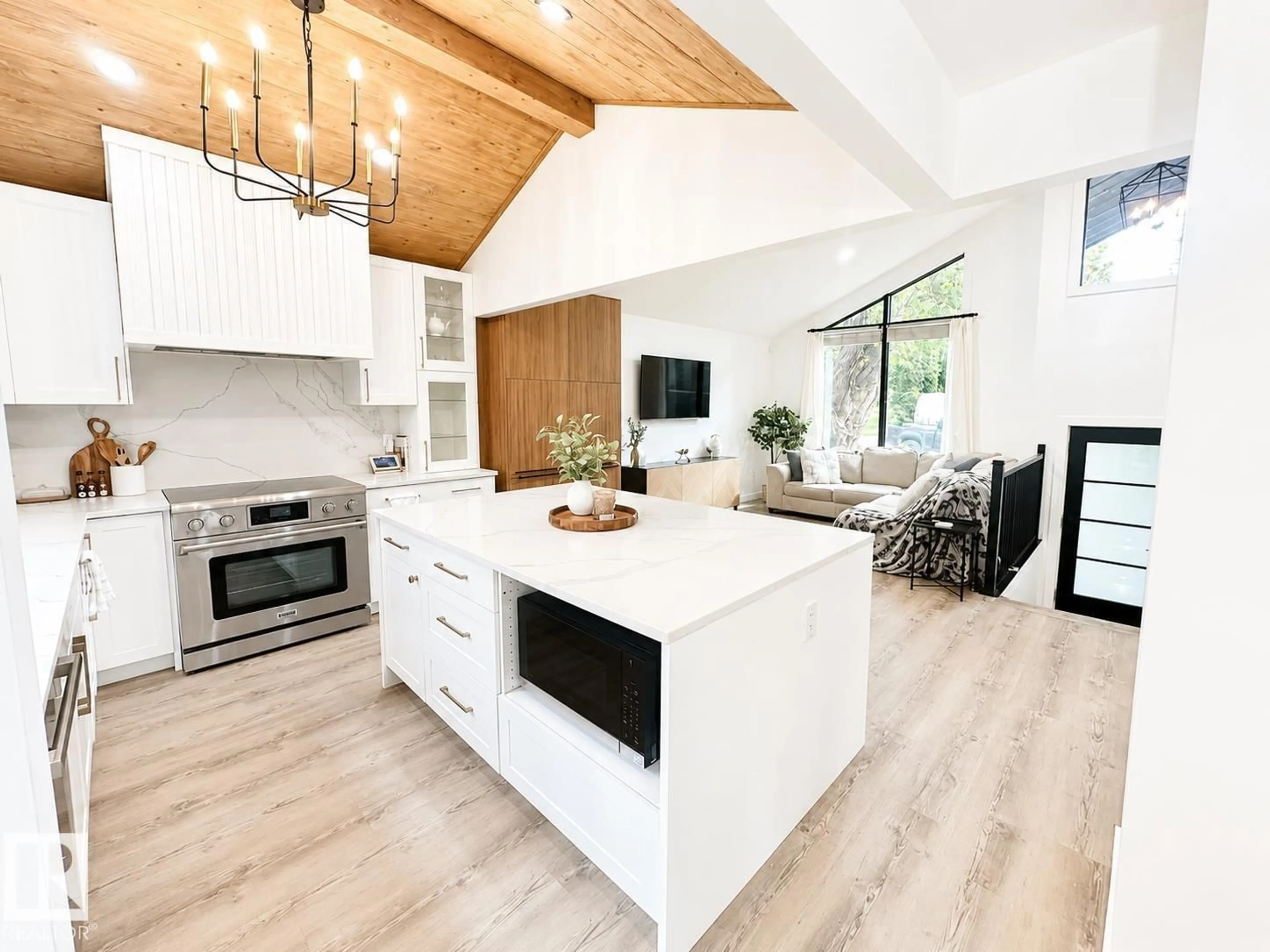 Open concept kitchen, wood/laminate floor for 38 WOODCREST AV, St. Albert Alberta T8N3H5