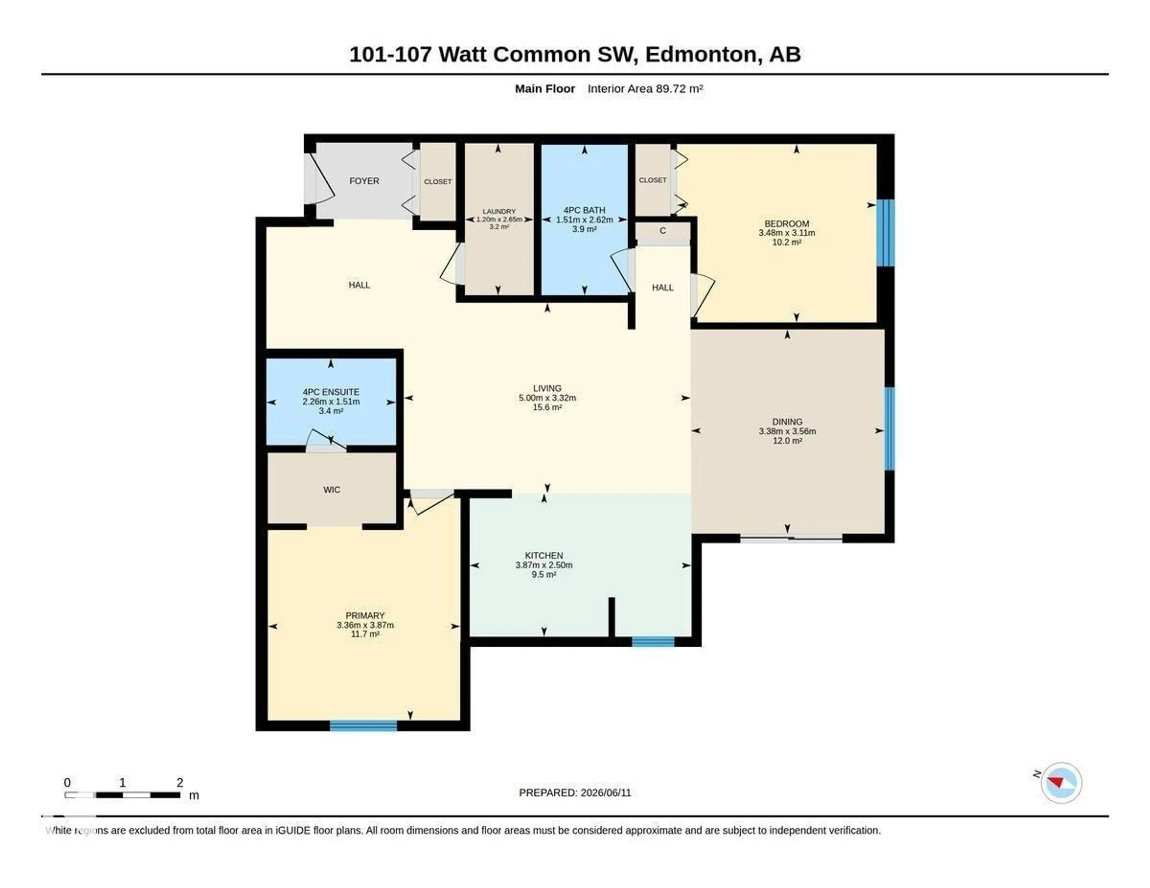 Floor plan for 101 - 107 WATT COMMON SW, Edmonton Alberta T6X2C6