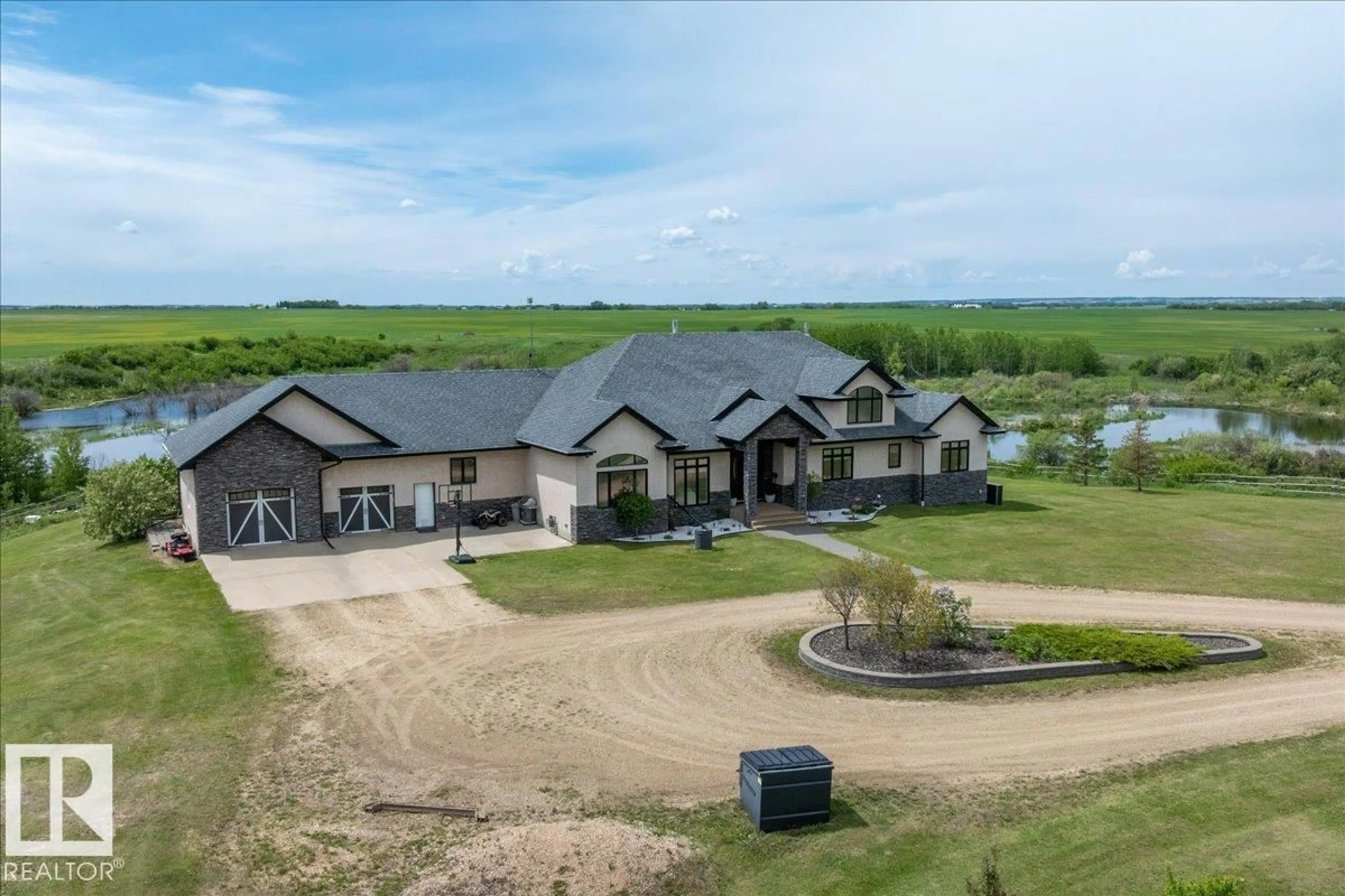 A pic from outside/outdoor area/front of a property/back of a property/a pic from drone, water/lake/river/ocean view for 18407 TWP RD 500, Rural Beaver County Alberta T0B4J3