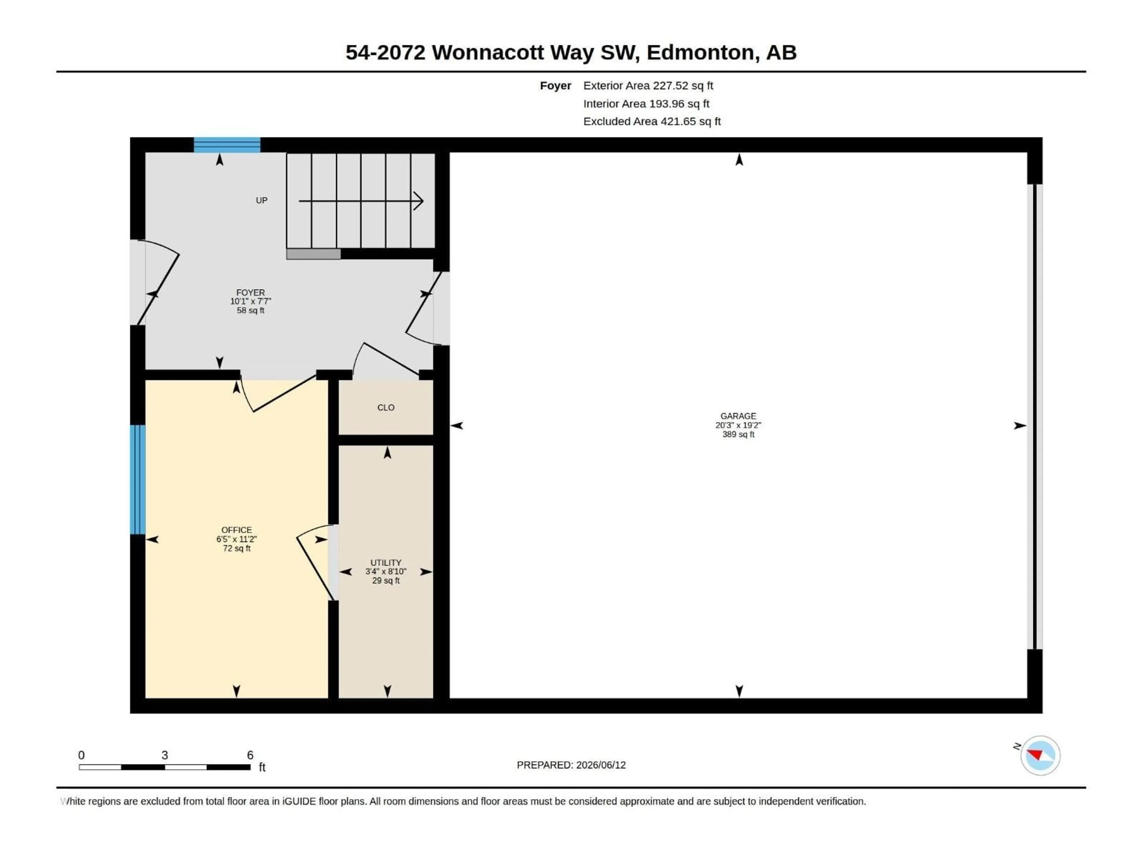 Floor plan for 54 - 2072 WONNACOTT WY, Edmonton Alberta T6X2V7
