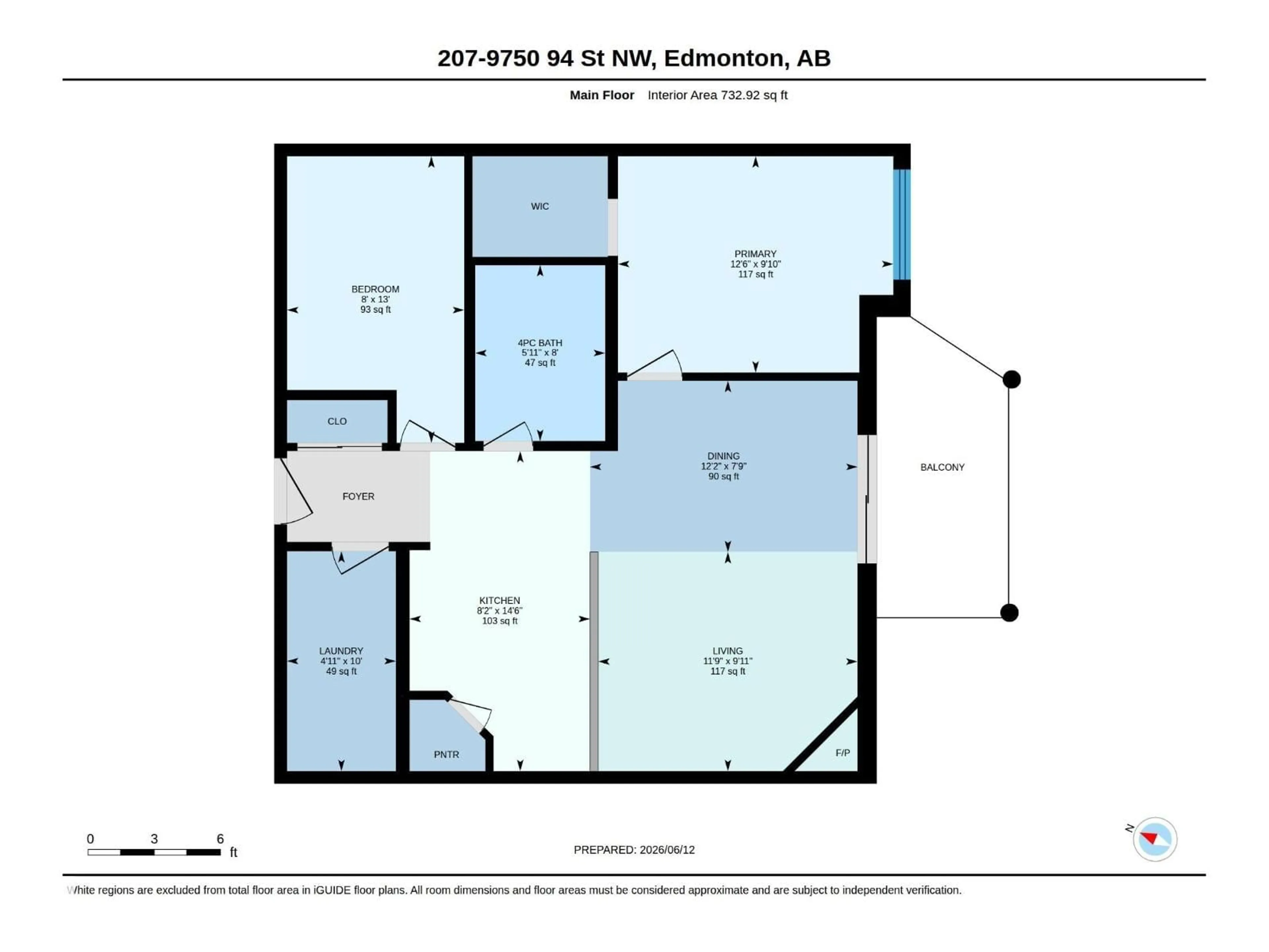 Floor plan for #207 - 9750 94 ST, Edmonton Alberta T6C2E3