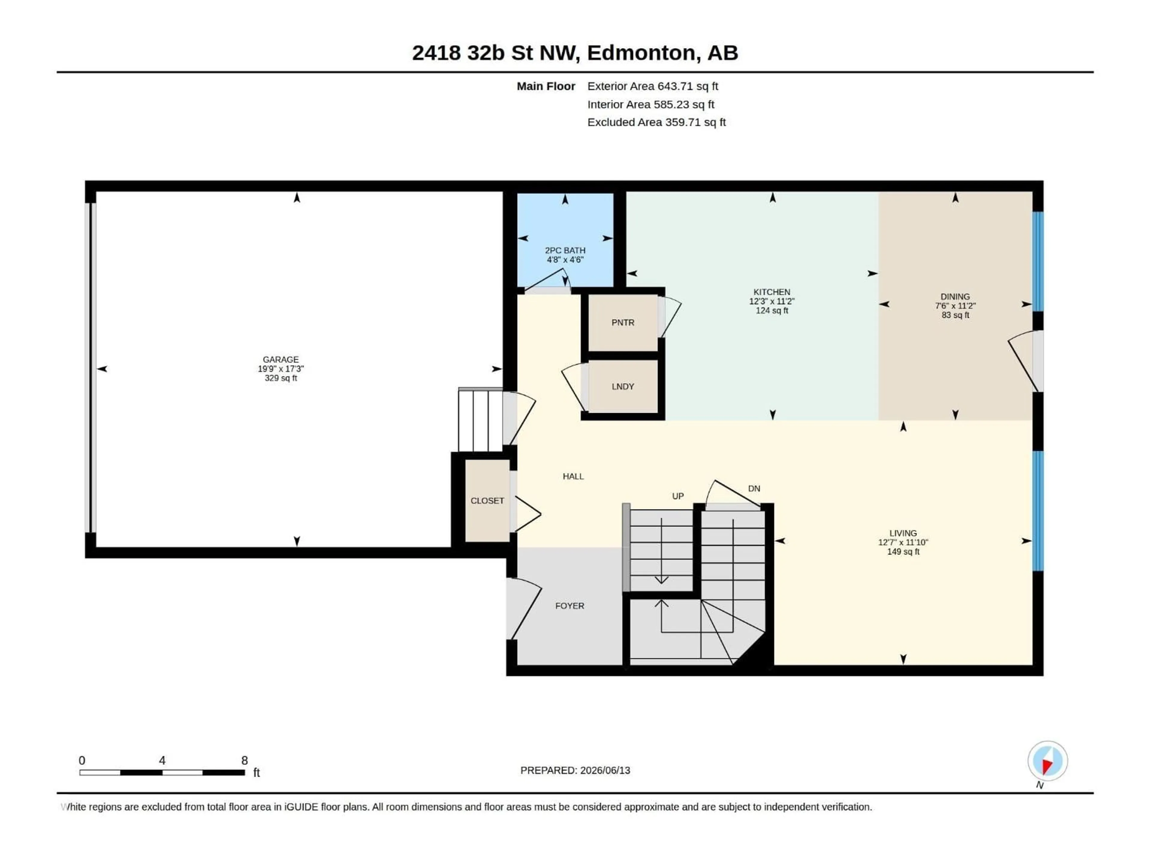 Floor plan for NW - 2418 32B ST, Edmonton Alberta T6T1Y6