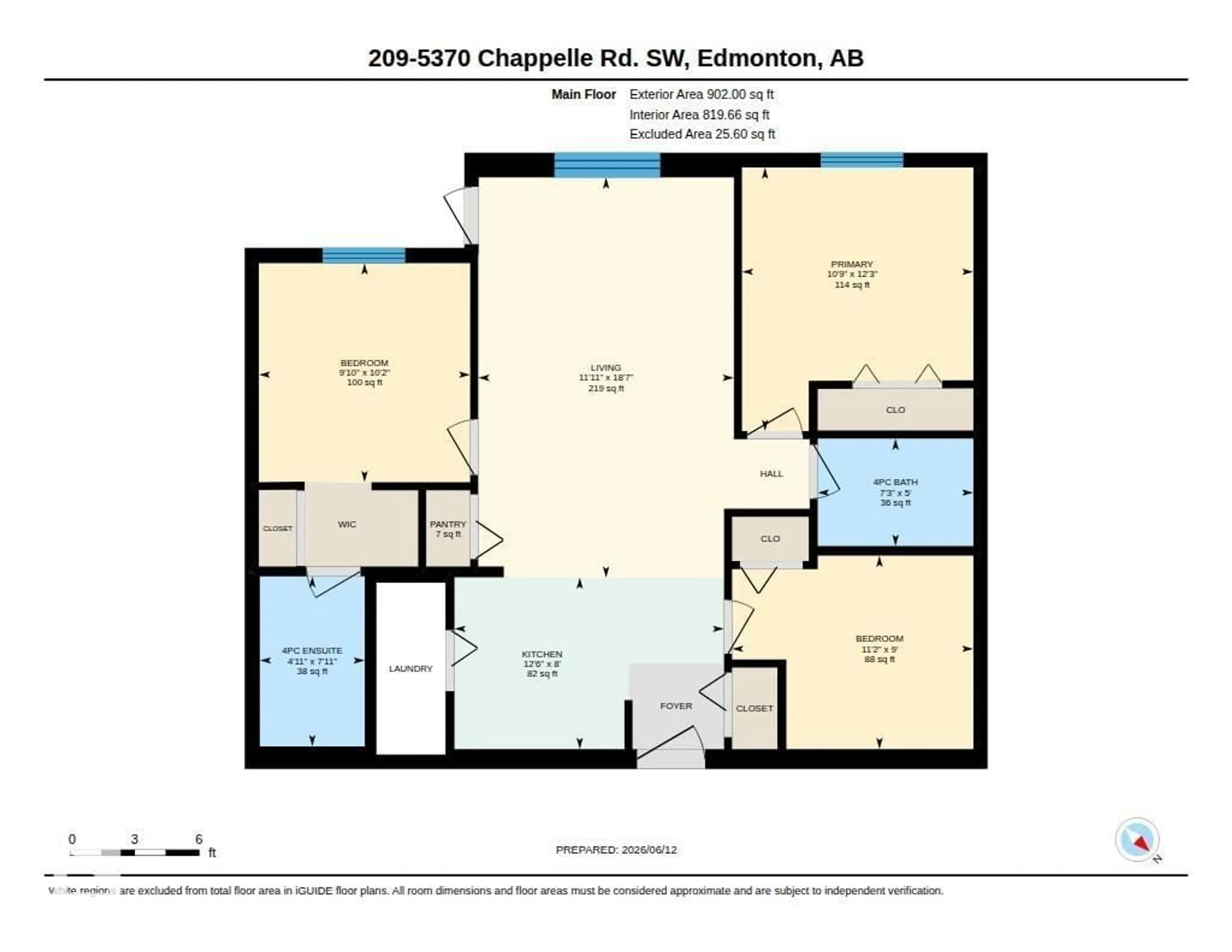 Floor plan for 209 - 5370 CHAPPELLE RD, Edmonton Alberta T6W3L5