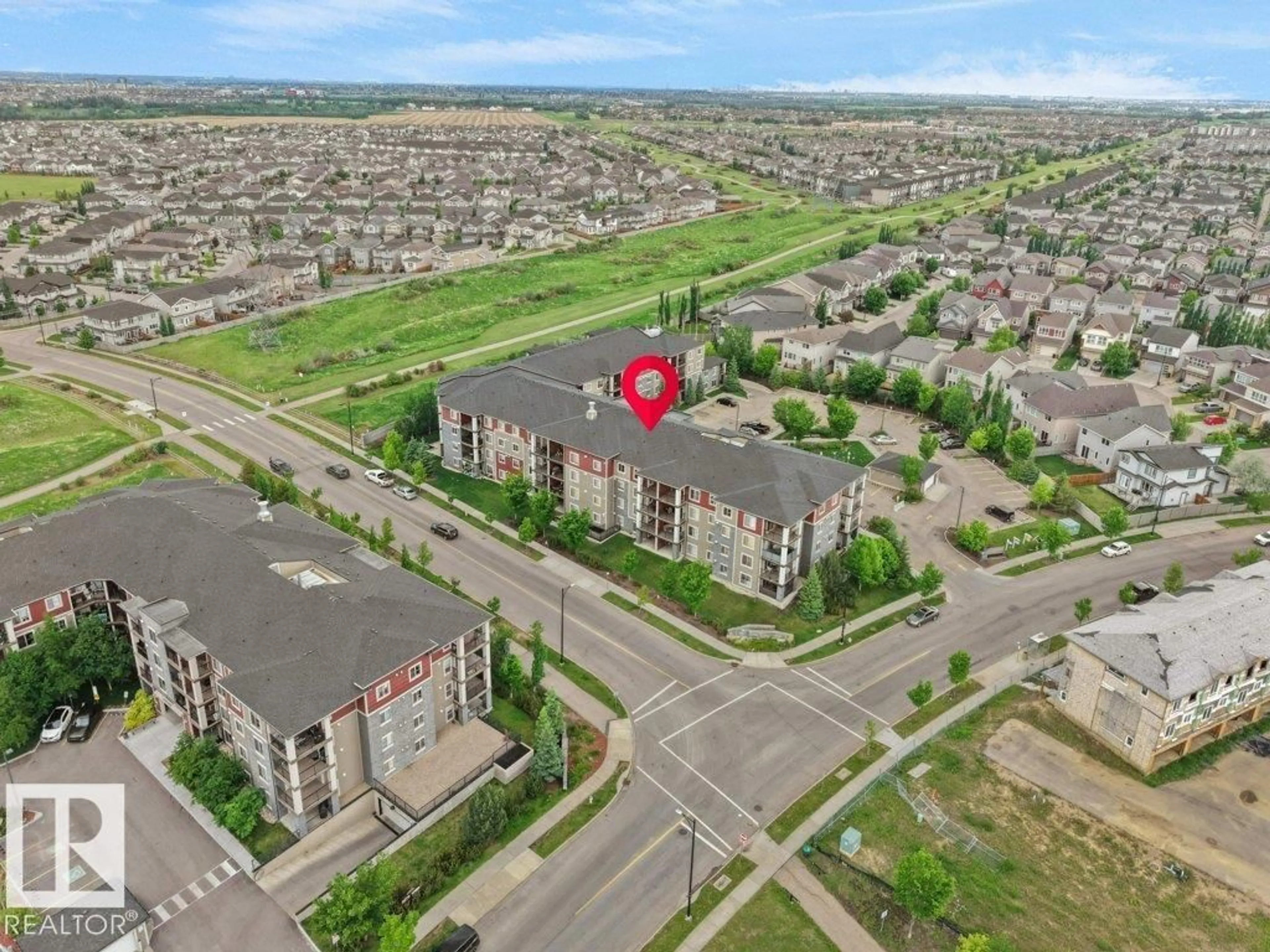 A pic from outside/outdoor area/front of a property/back of a property/a pic from drone, street for 209 - 5370 CHAPPELLE RD, Edmonton Alberta T6W3L5