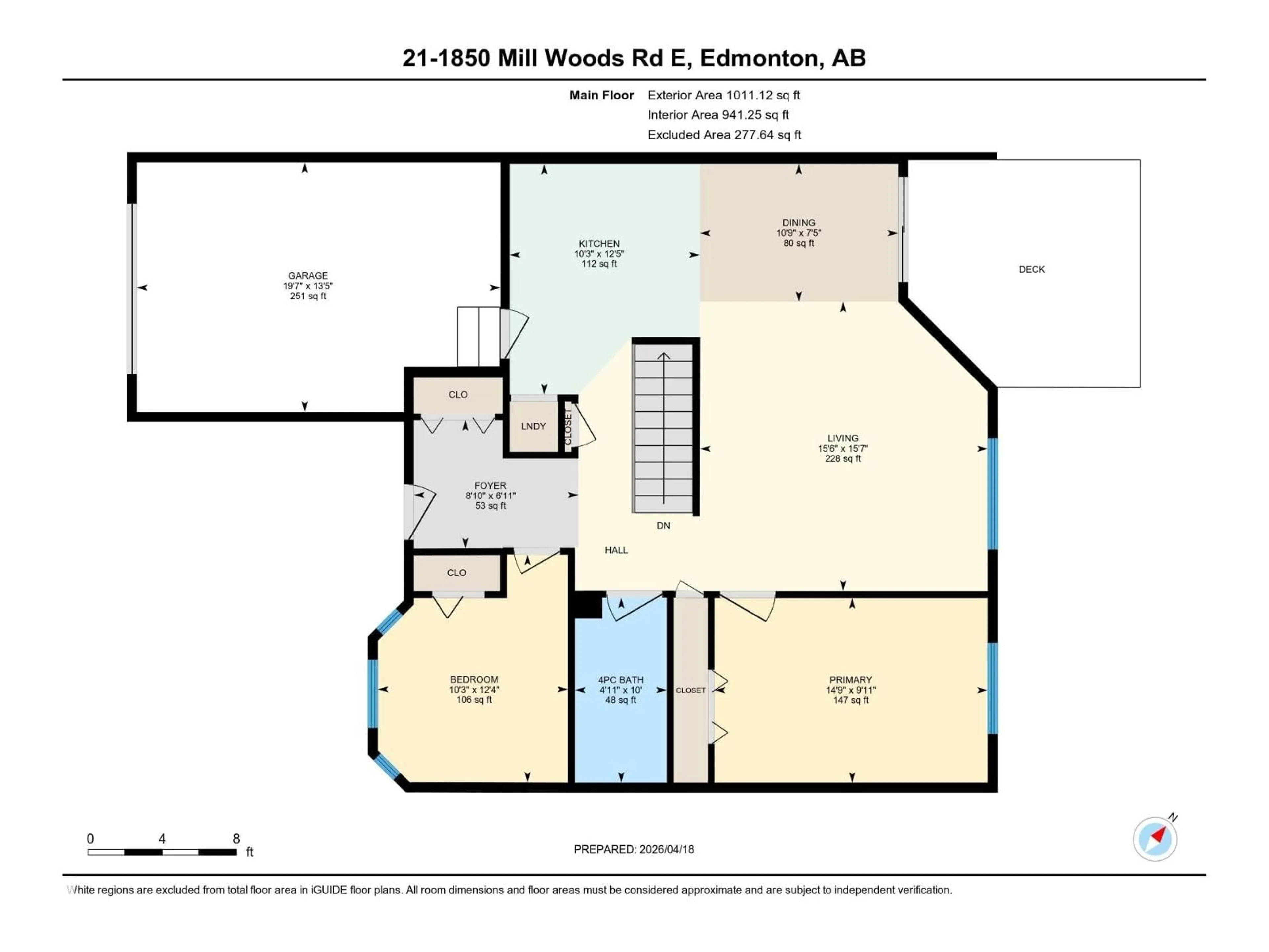 Floor plan for #21 - 1850 MILL WOODS RD, Edmonton Alberta T6L7C6