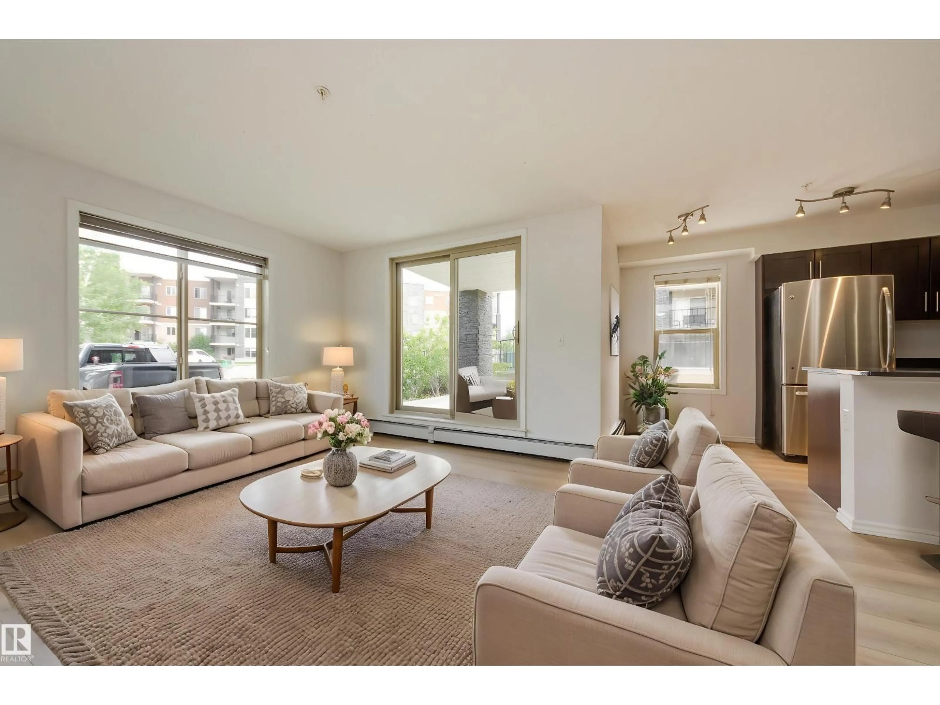 Living room with furniture, unknown for #101 - 11804 22 AV, Edmonton Alberta T6W2A2