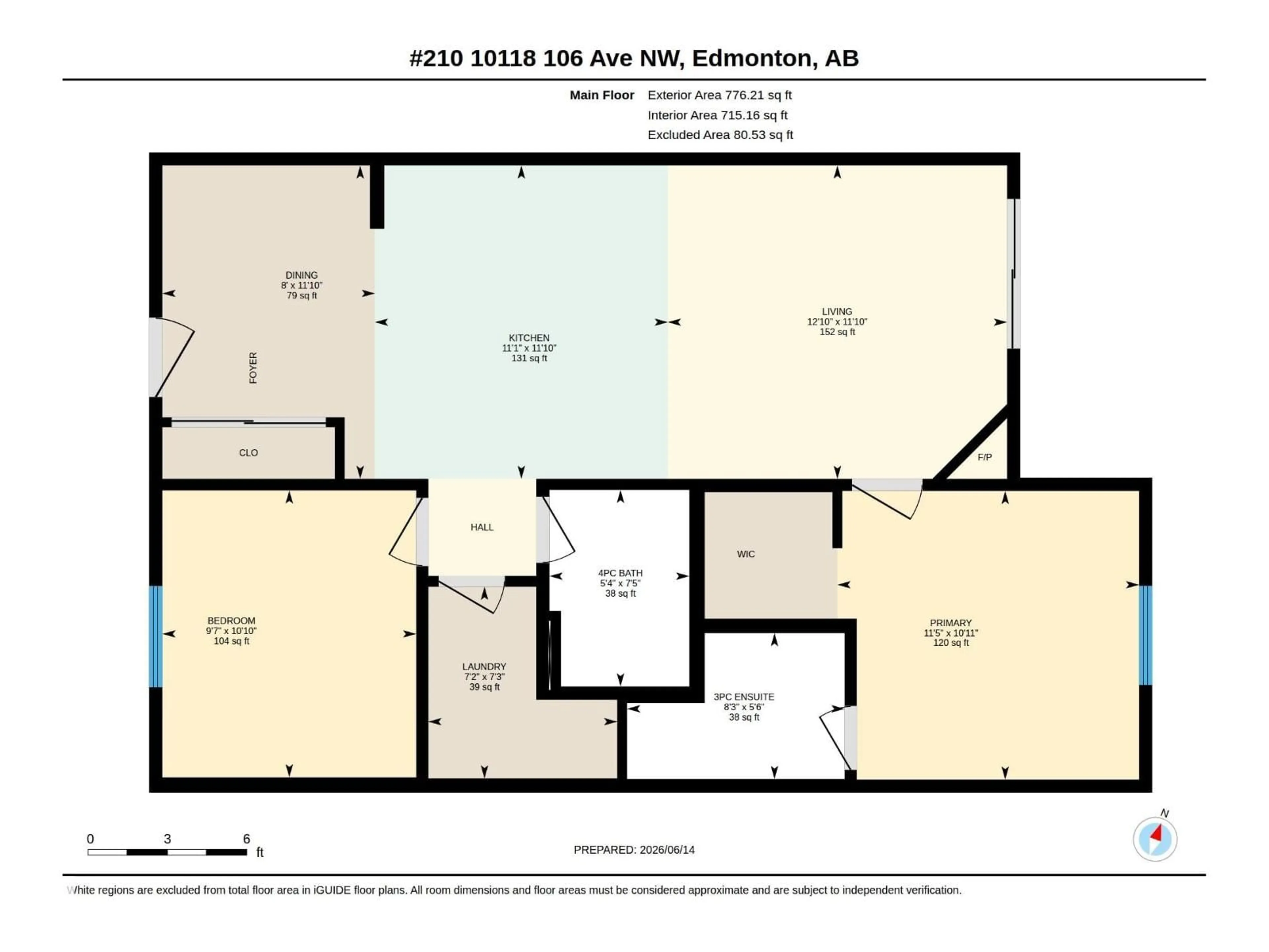 Floor plan for 210 - 10118 106 AV, Edmonton Alberta T5H0B8