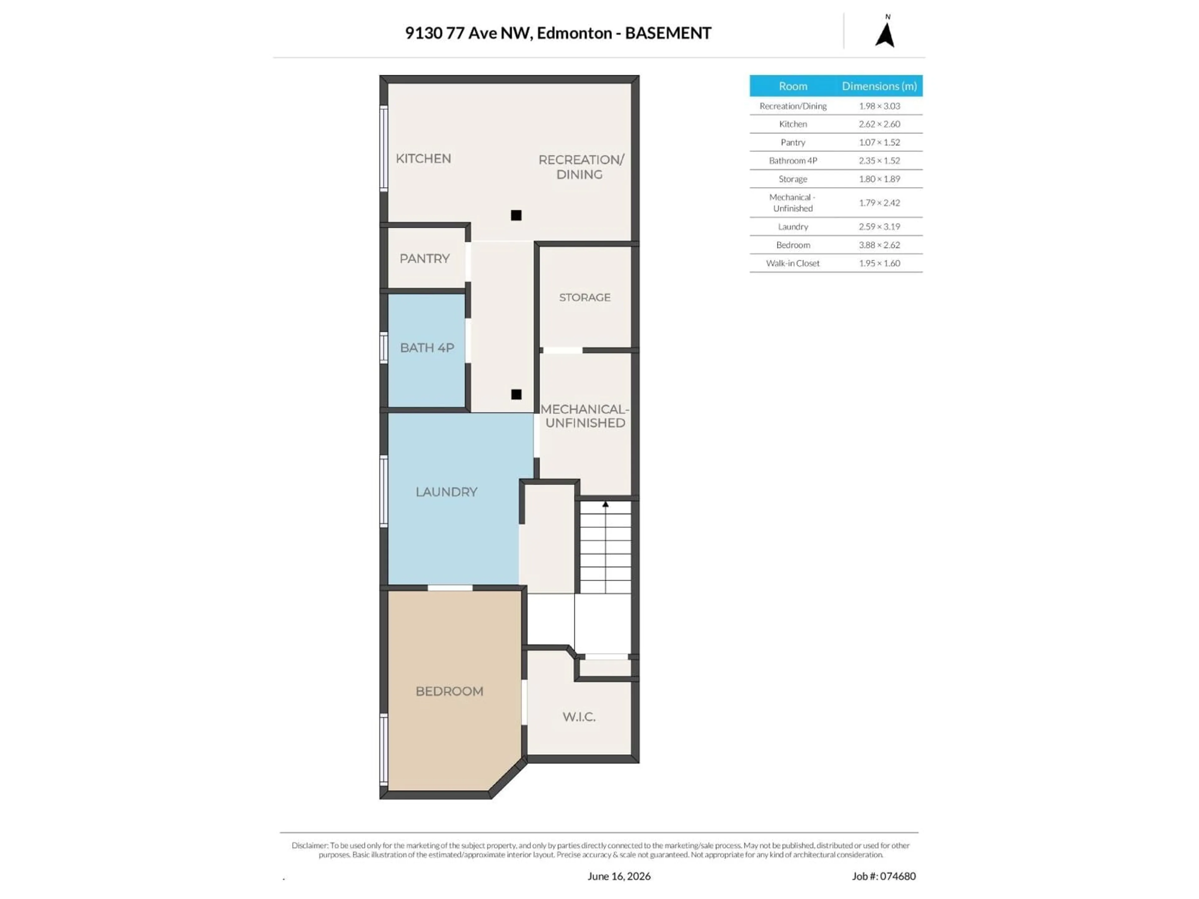 Floor plan for 9130 77 AV, Edmonton Alberta T6C0M2