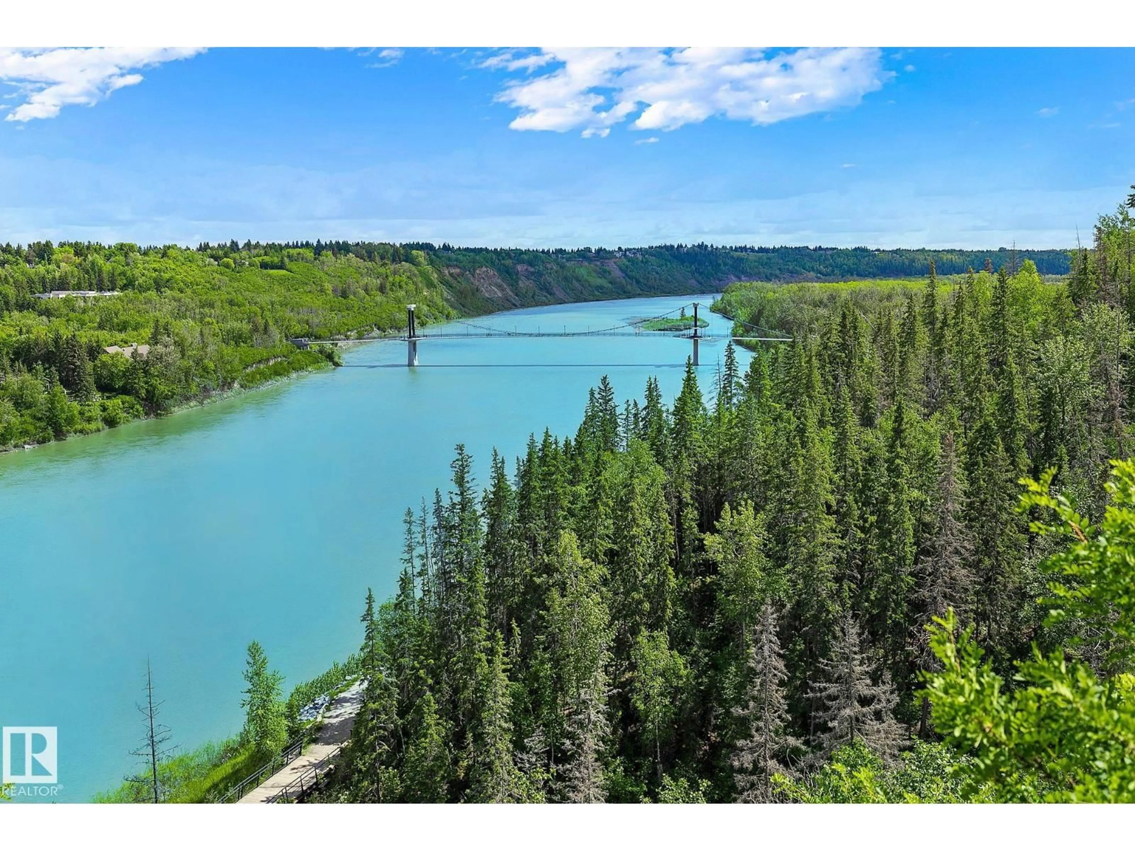 A pic from outside/outdoor area/front of a property/back of a property/a pic from drone, water/lake/river/ocean view for 100 WOLF WILLOW CR, Edmonton Alberta T5T1T2
