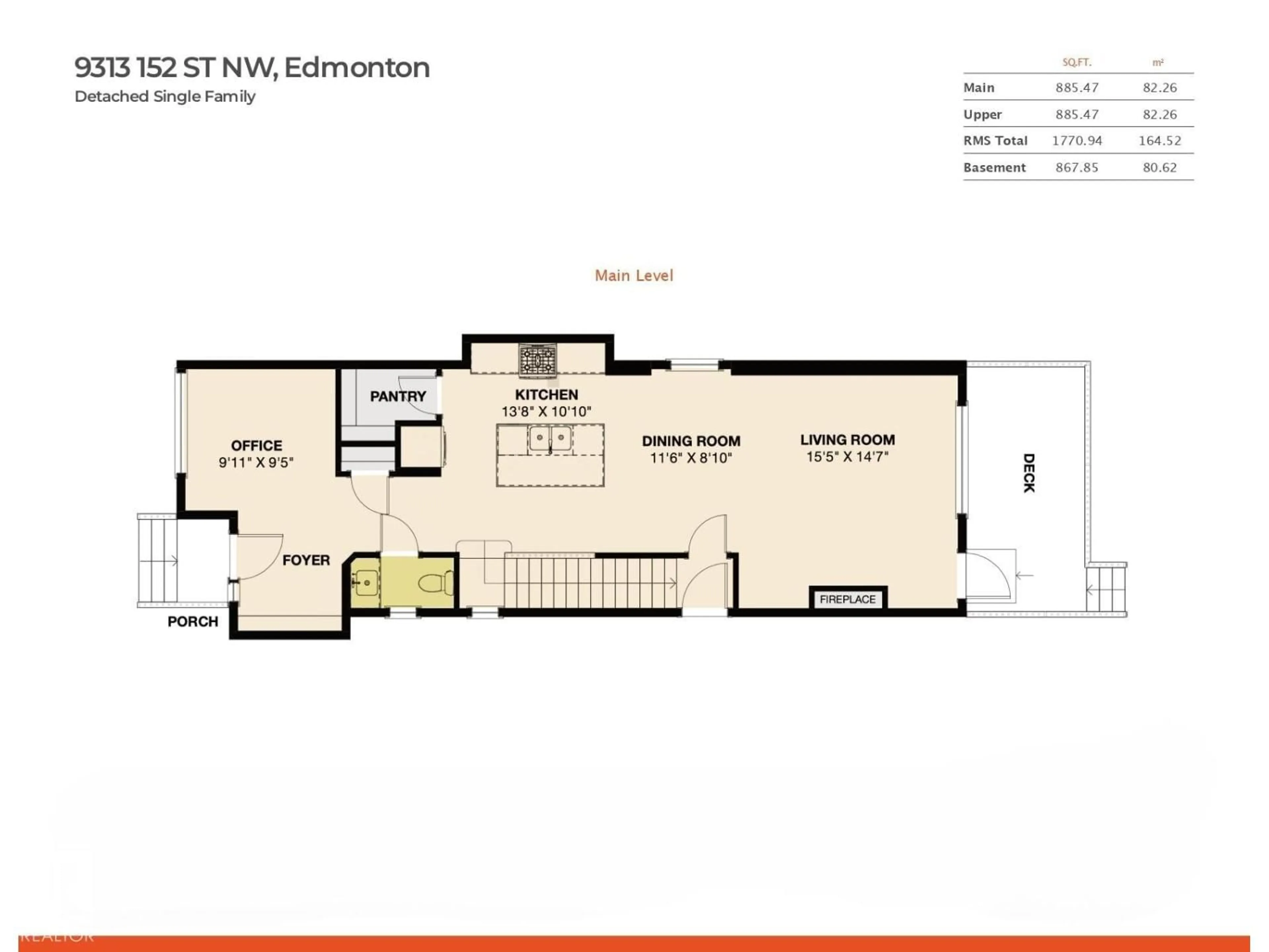 Floor plan for 9313 152 ST, Edmonton Alberta T5R1M8