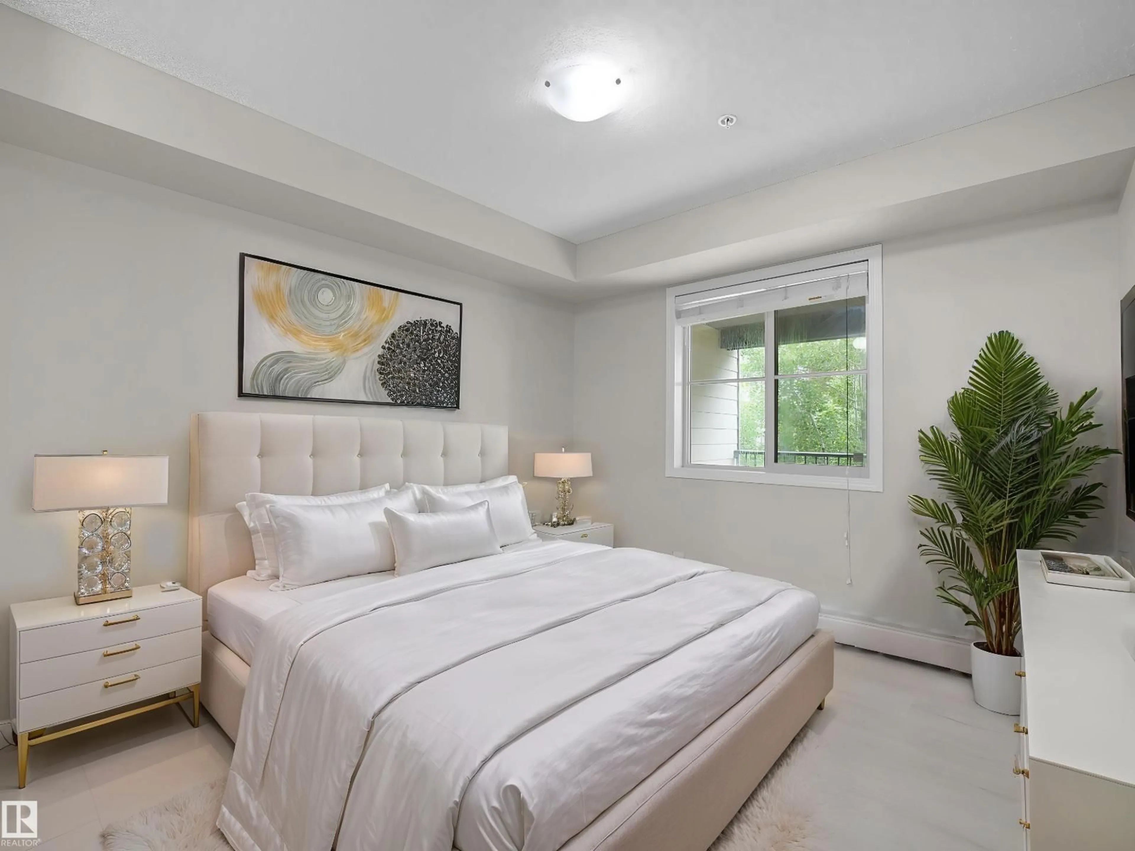 Bedroom with bed, unknown for SW - 220 12035 22 AV, Edmonton Alberta T6W2X9
