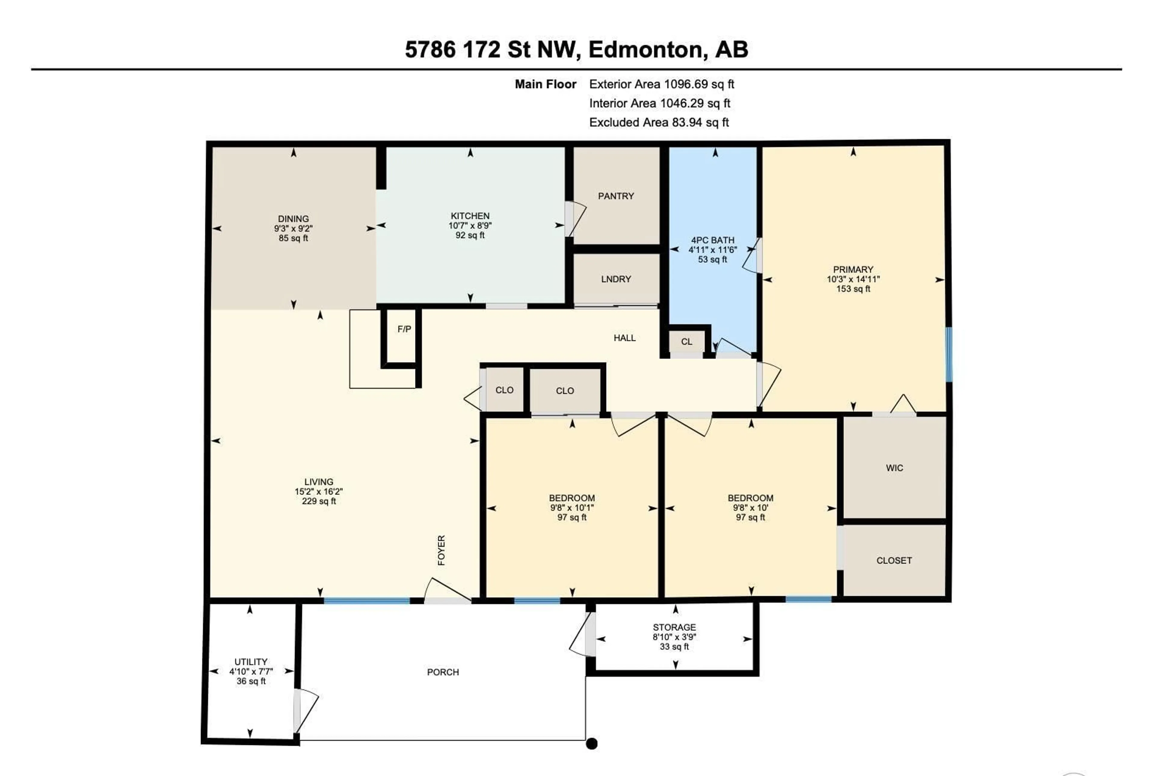 Floor plan for NW - 5786 172 ST, Edmonton Alberta T6M1B4