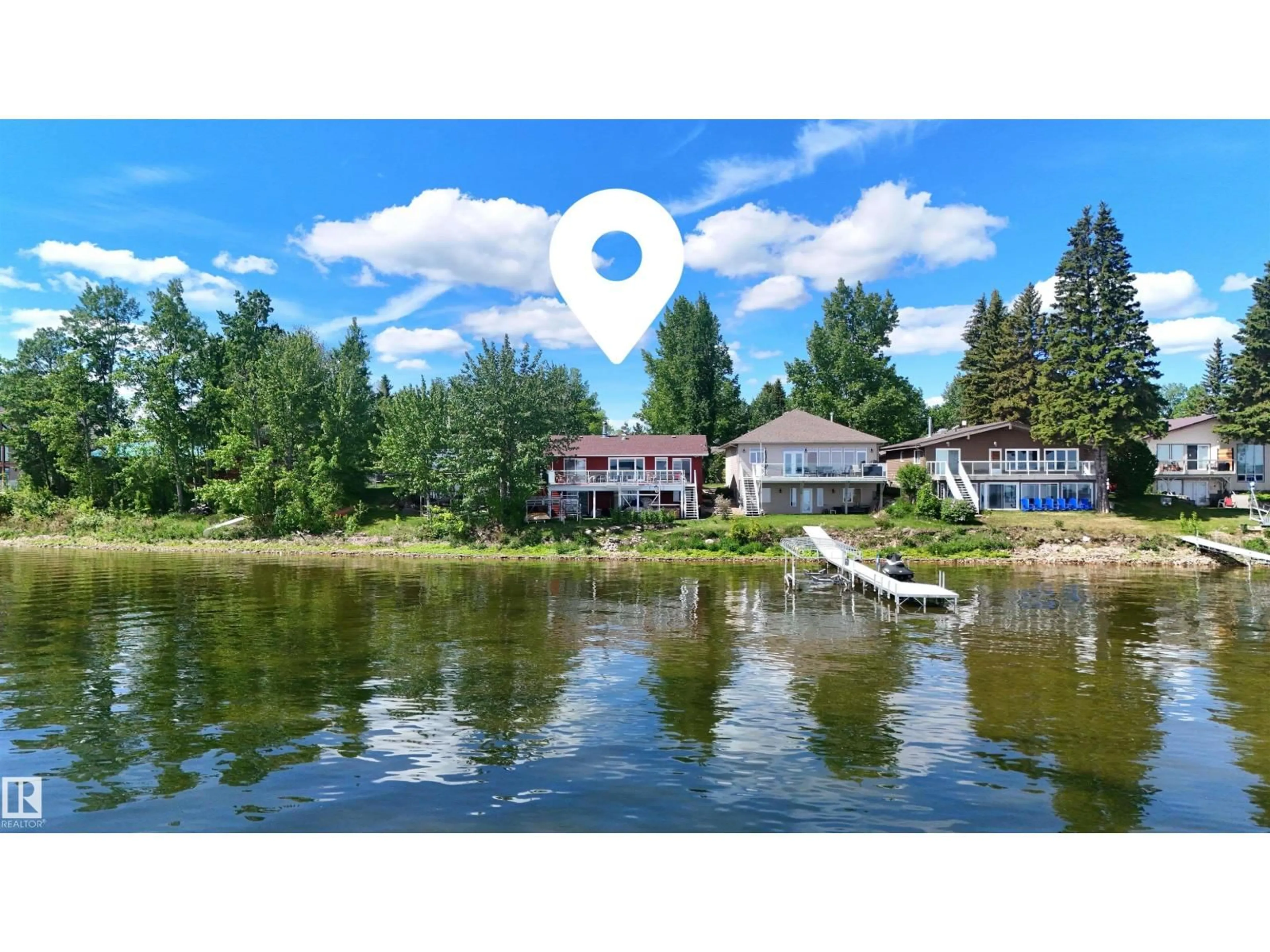 A pic from outside/outdoor area/front of a property/back of a property/a pic from drone, water/lake/river/ocean view for 467 POPLAR BA, Rural Wetaskiwin County Alberta T0C2V0