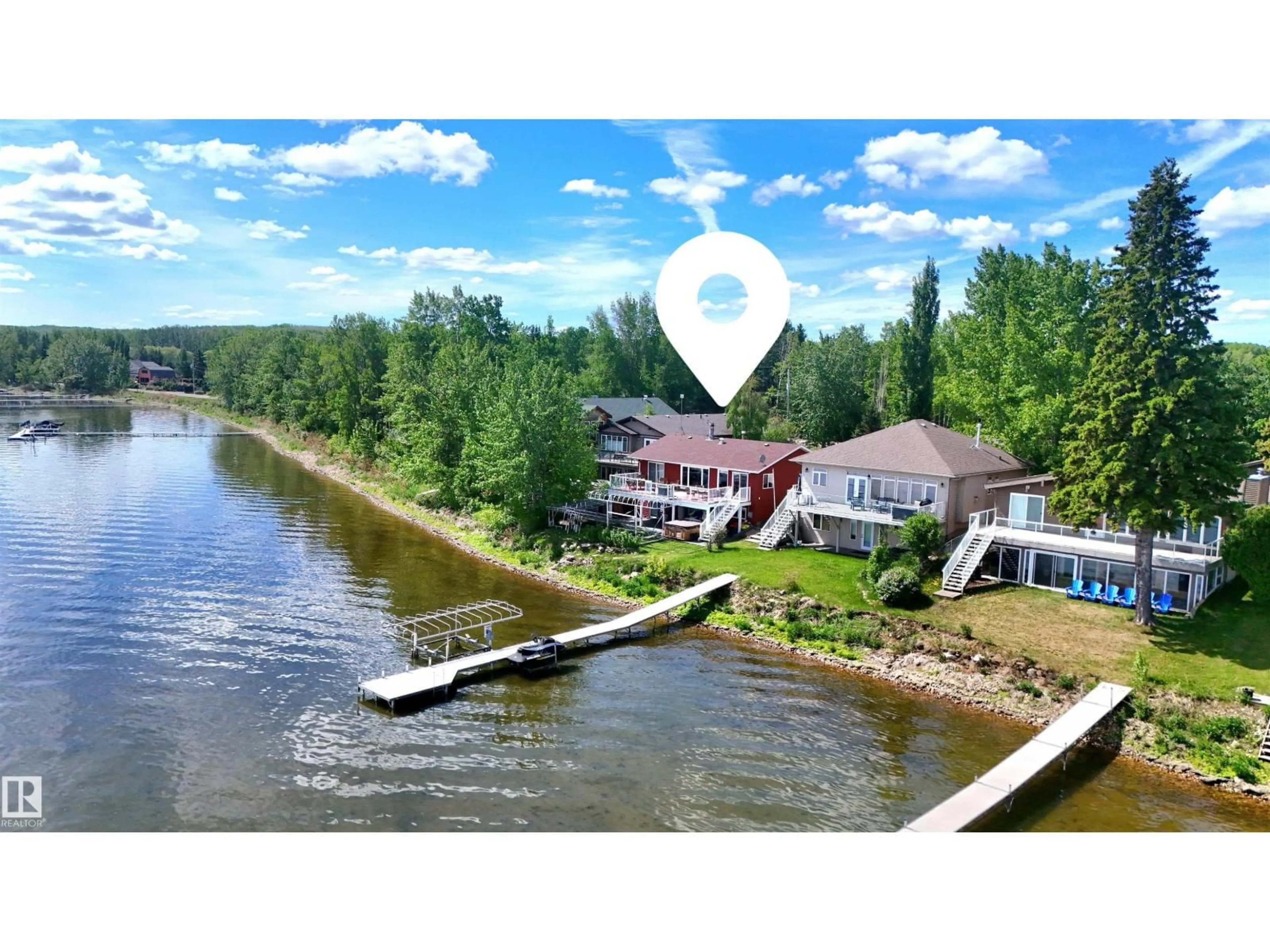 A pic from outside/outdoor area/front of a property/back of a property/a pic from drone, water/lake/river/ocean view for 467 POPLAR BA, Rural Wetaskiwin County Alberta T0C2V0