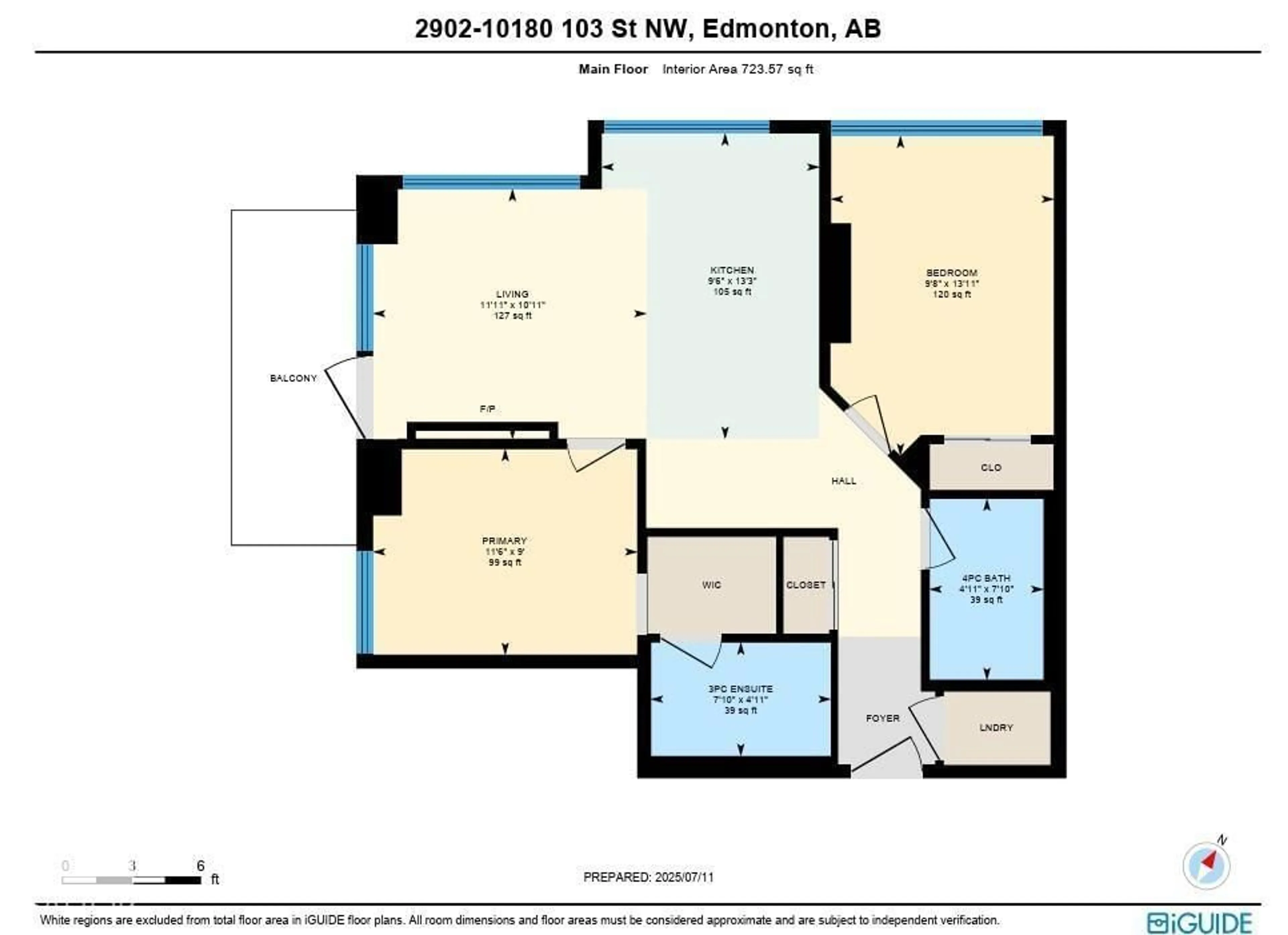 Floor plan for 2902 10180 103 ST NW, Edmonton Alberta T5J0L1