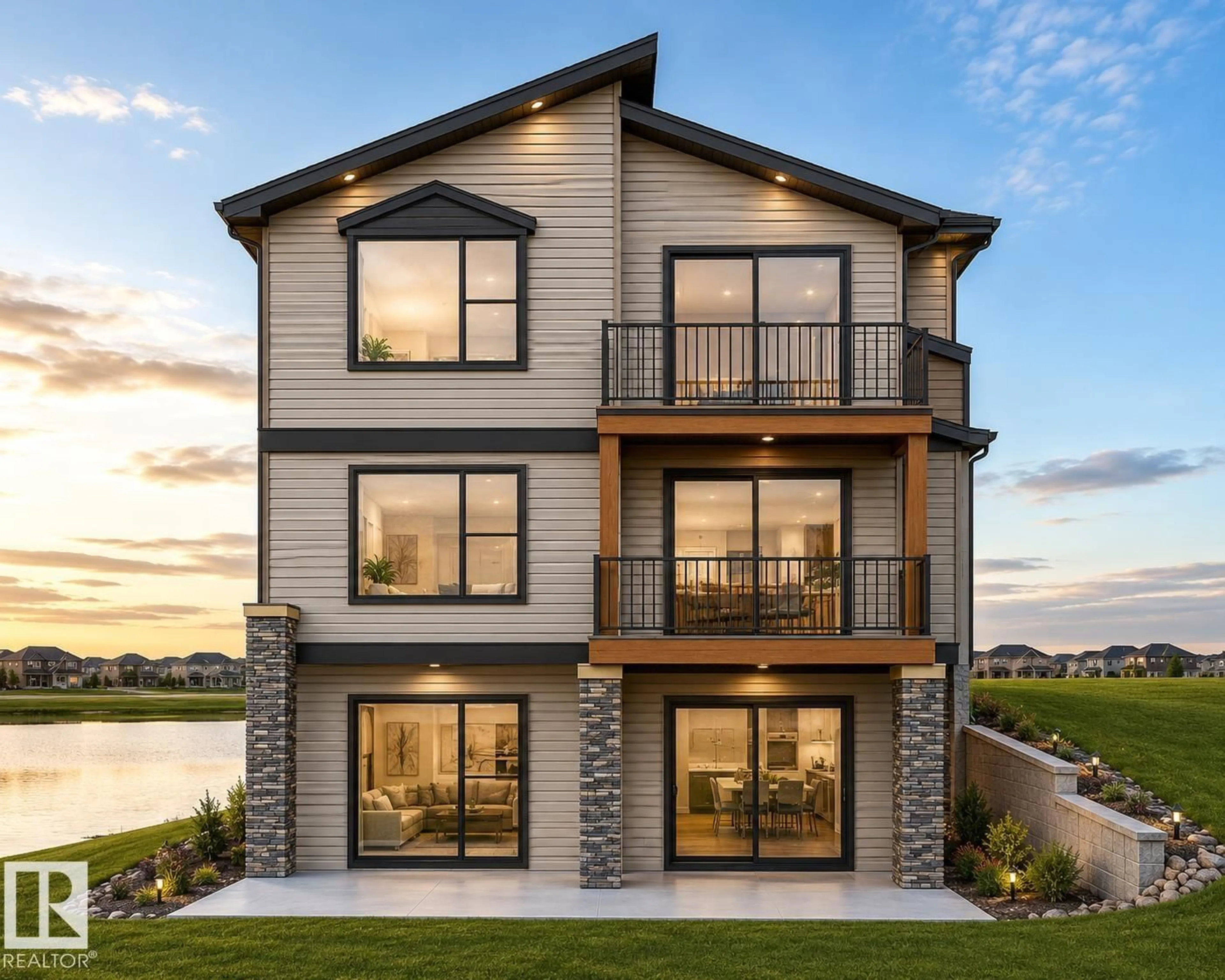Home with brick exterior material, water/lake/river/ocean view for 6390 17 ST, Rural Leduc County Alberta T4X3C8