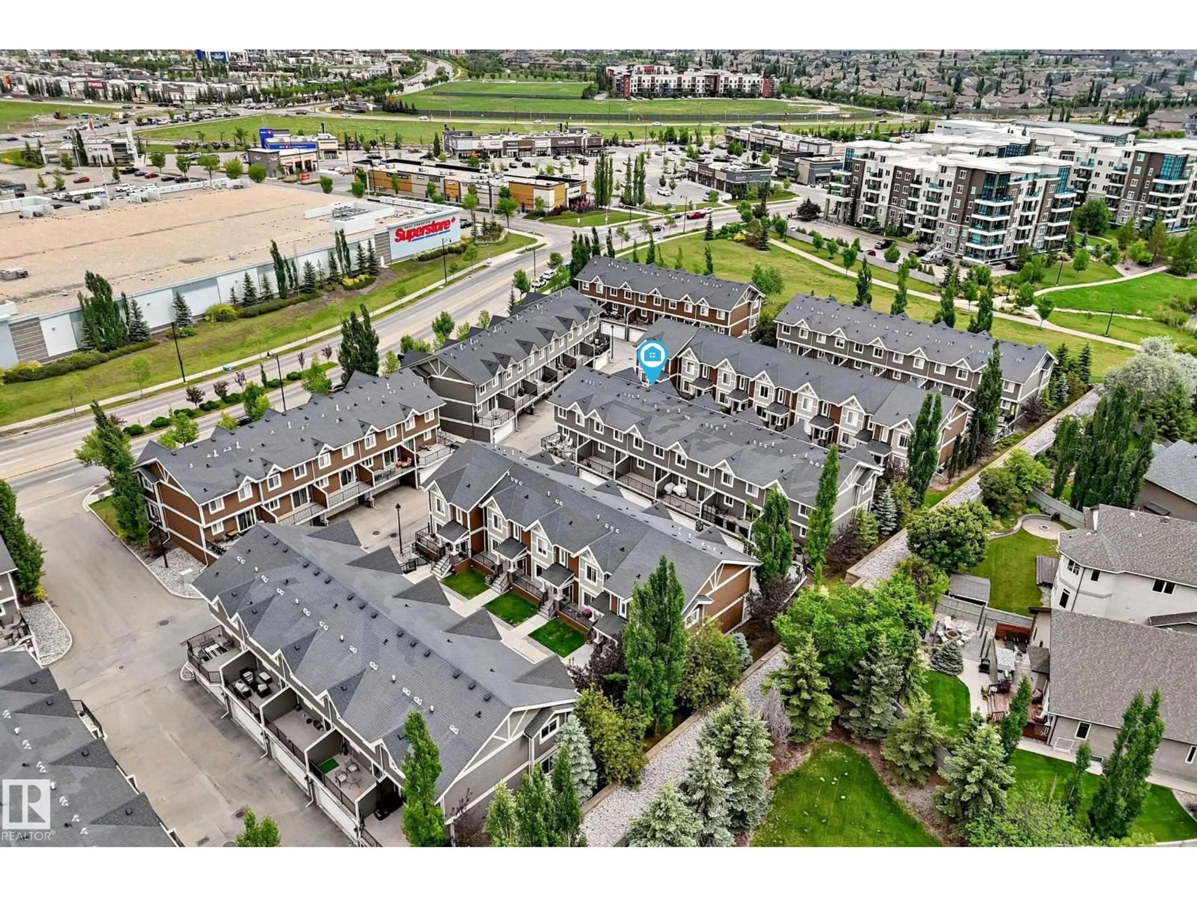 A pic from outside/outdoor area/front of a property/back of a property/a pic from drone, city buildings view from balcony for 29 - 1150 WINDERMERE WY, Edmonton Alberta T6W2B6