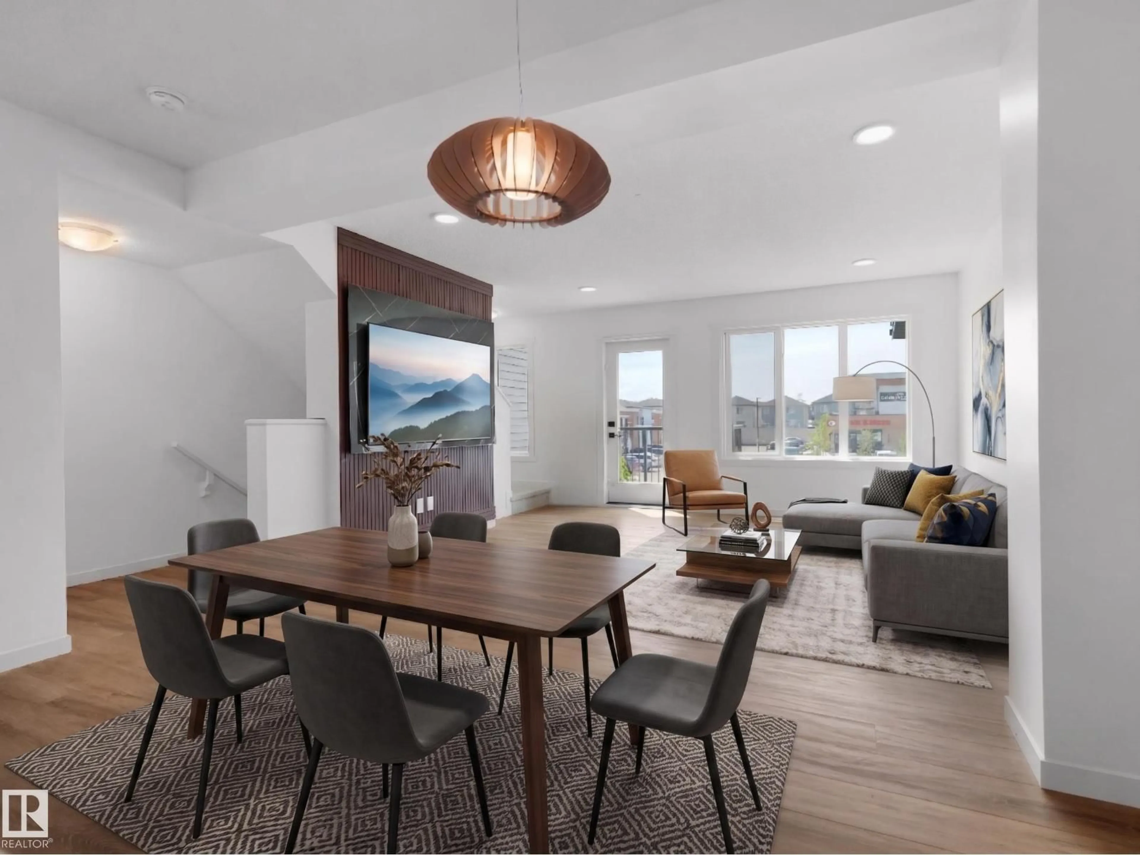Living room with furniture, wood/laminate floor for 1230 ASTER BV, Edmonton Alberta T6T2N8