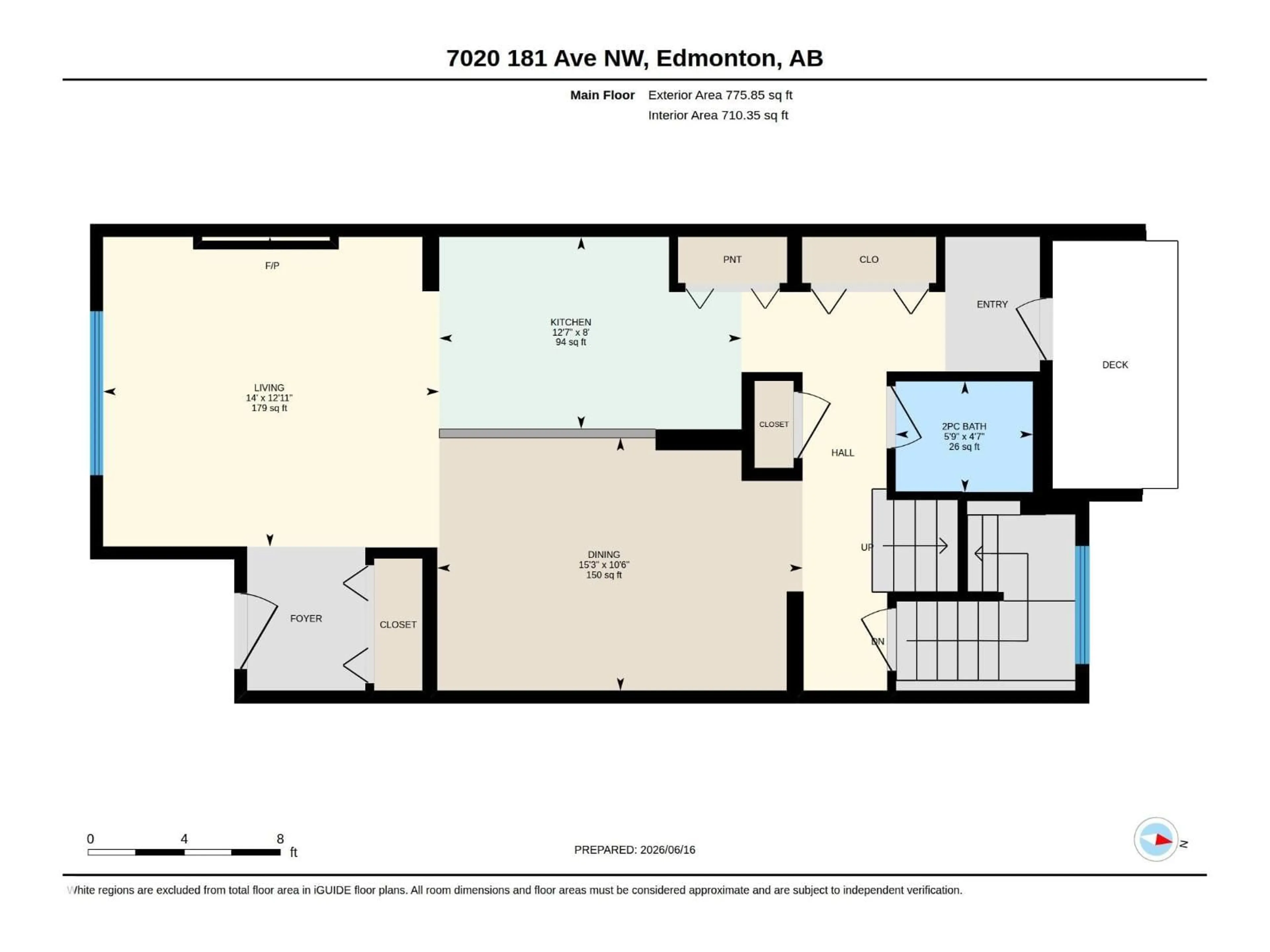 Floor plan for 7020 181 AV, Edmonton Alberta T5Z0V5