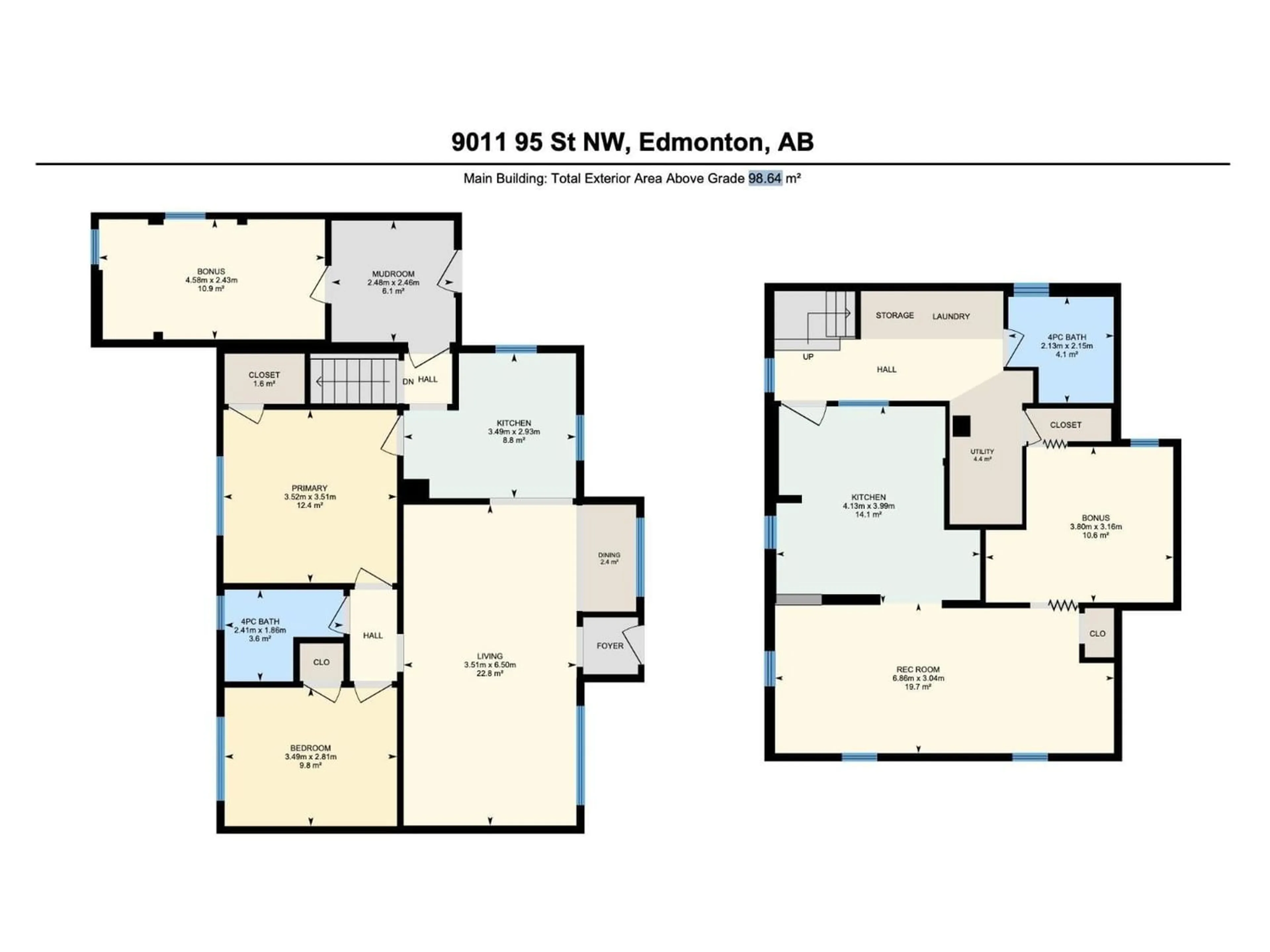 Floor plan for 9011 95 ST, Edmonton Alberta T6C3W7