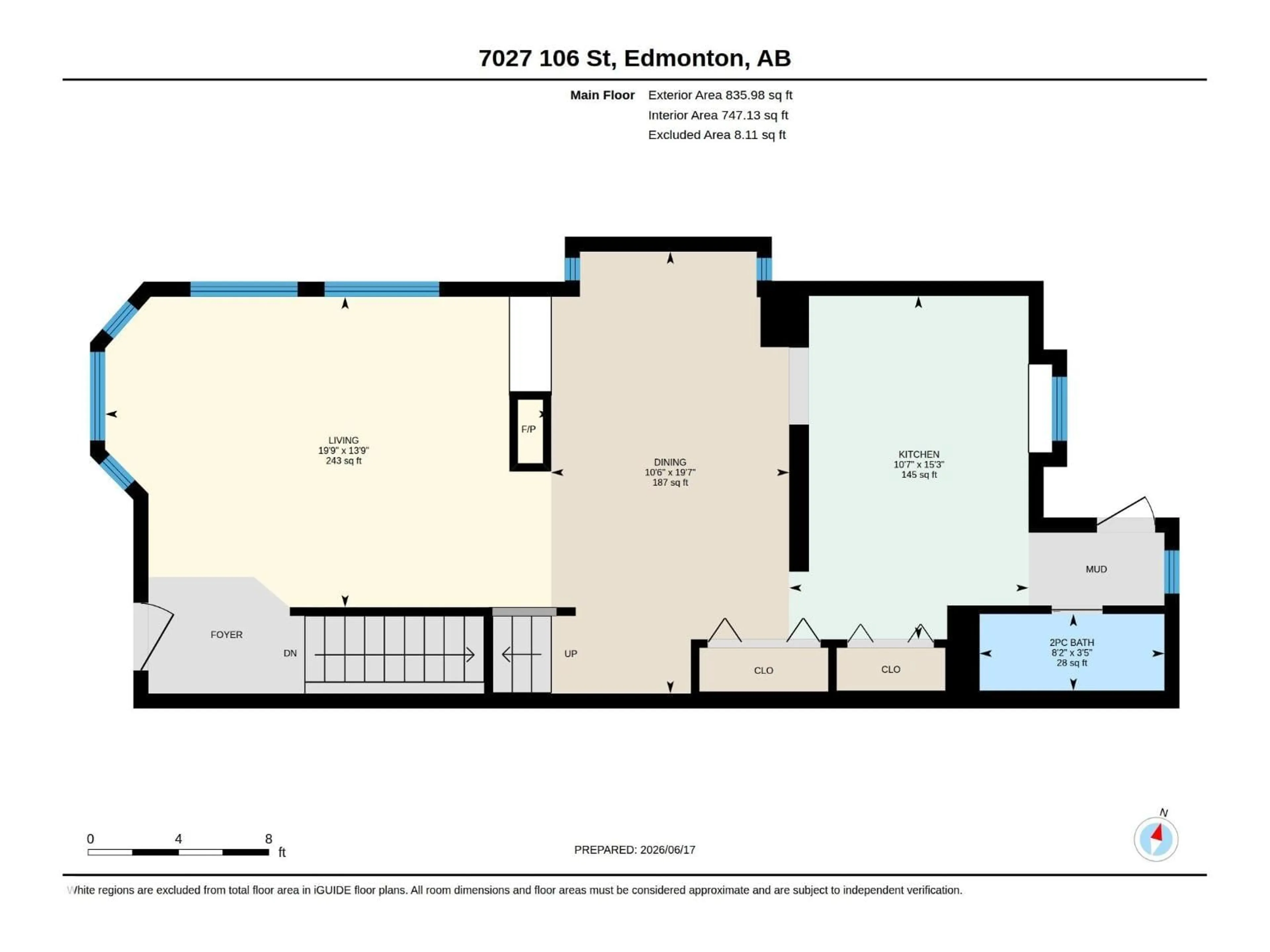 Floor plan for 7027 106 ST NW, Edmonton Alberta T6H2K5
