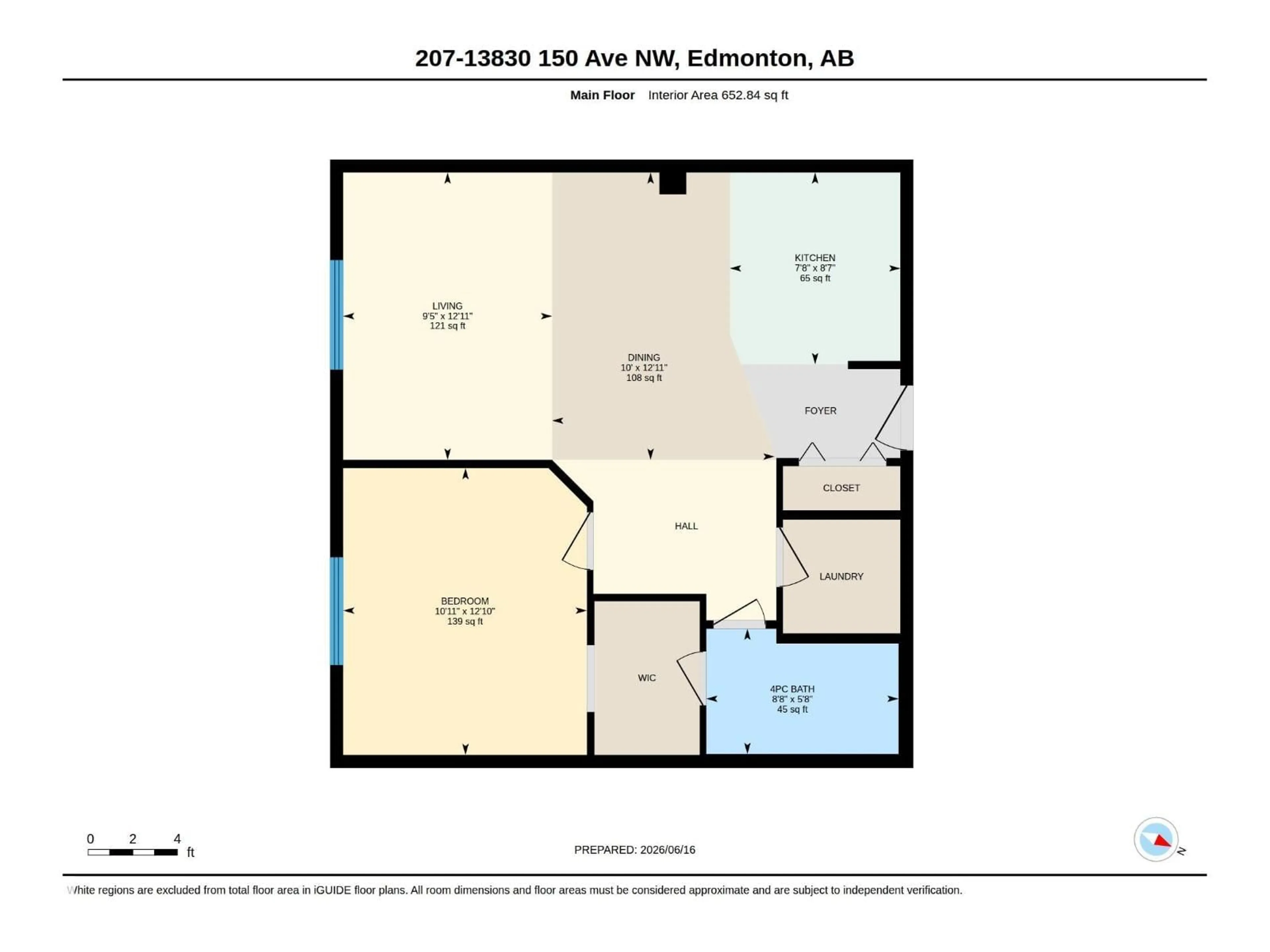 Floor plan for 207 - 13830 150 AV, Edmonton Alberta T6V1X2