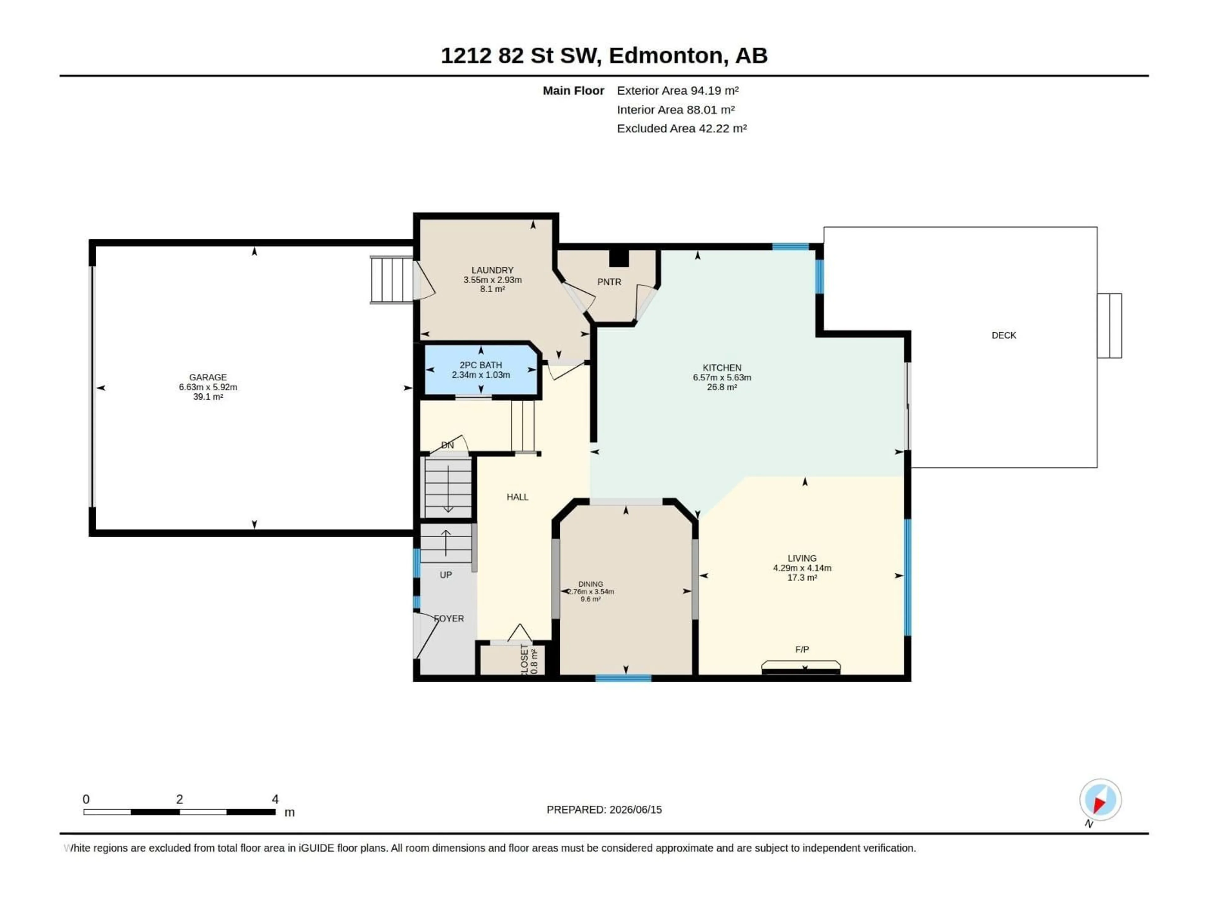 Floor plan for SW - 1212 82 ST, Edmonton Alberta T6X1E5