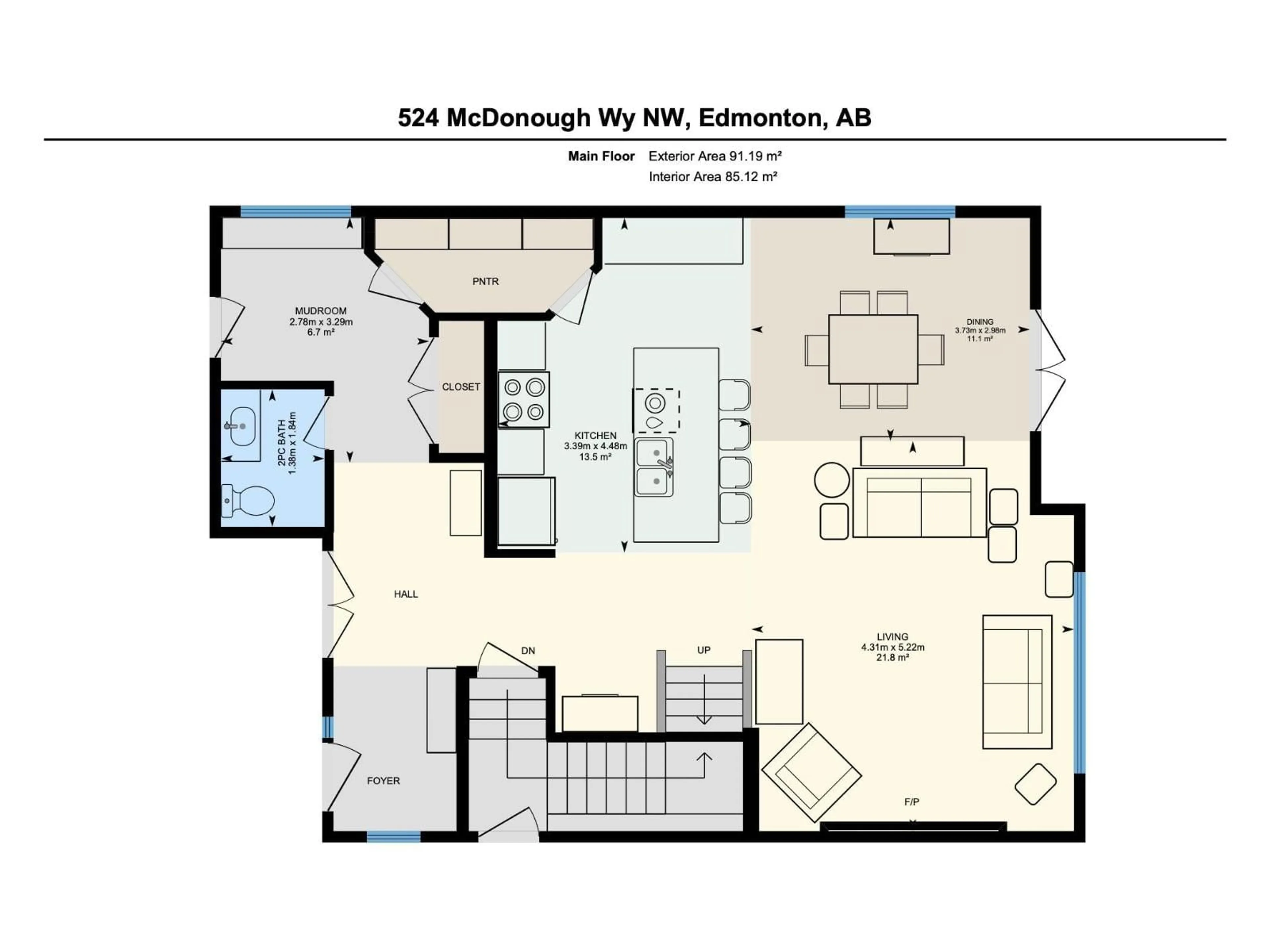 Floor plan for 524 MCDONOUGH WY, Edmonton Alberta T5Y0P3