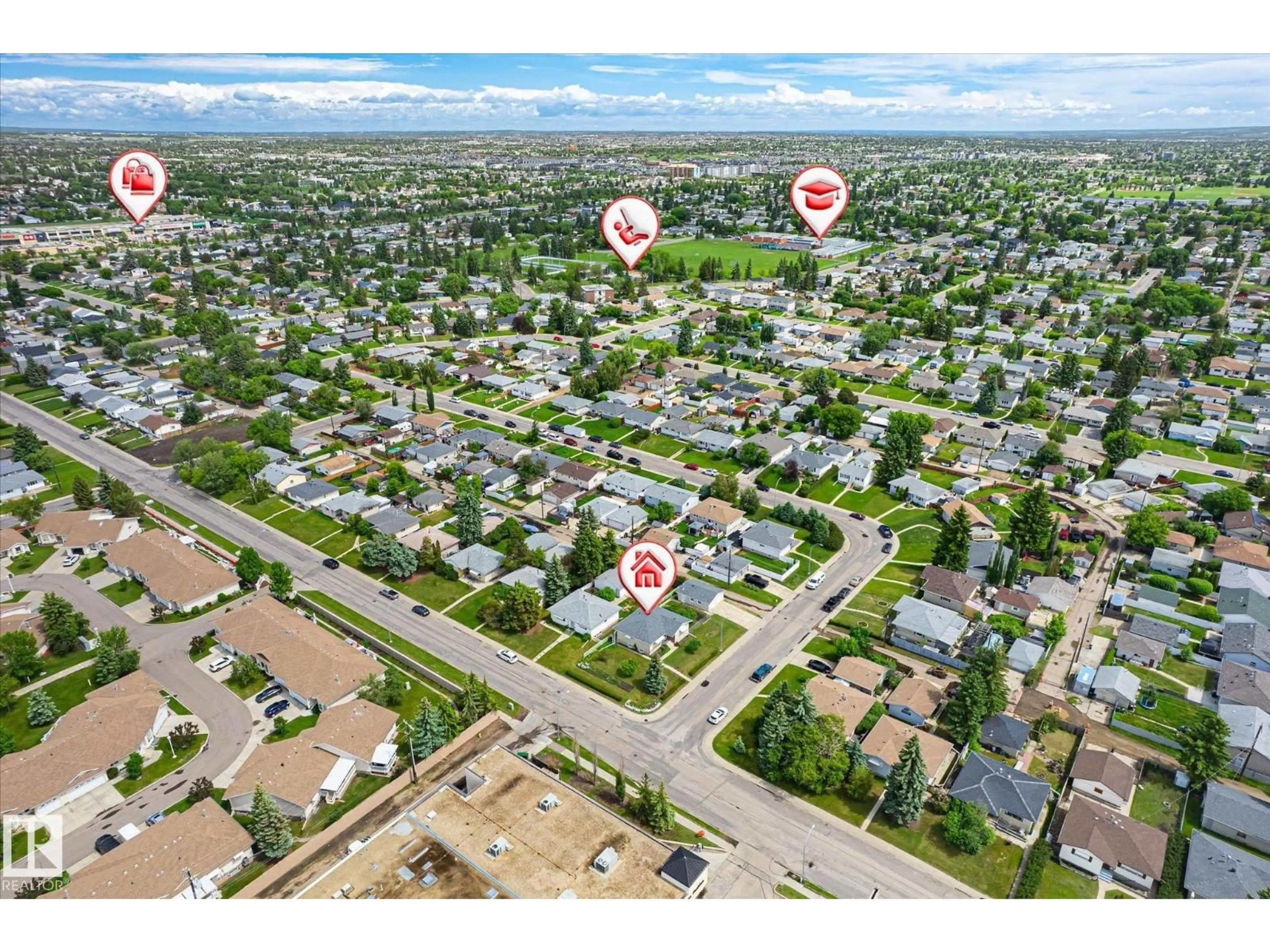 A pic from outside/outdoor area/front of a property/back of a property/a pic from drone, street for 12324 133 AV, Edmonton Alberta T5L3S1