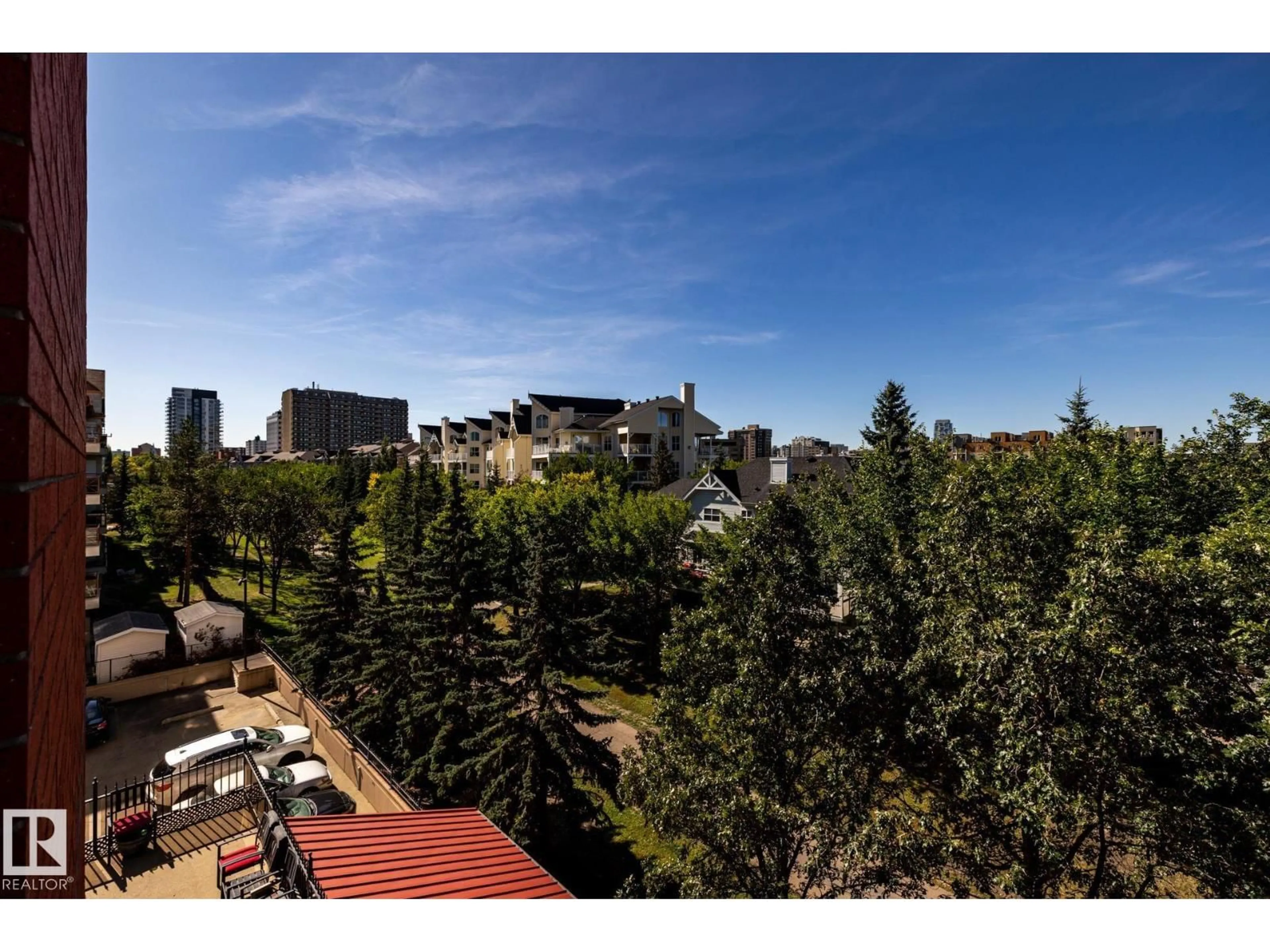 A pic from outside/outdoor area/front of a property/back of a property/a pic from drone, city buildings view from balcony for #406 - 10909 103 AV, Edmonton Alberta T5K2W7