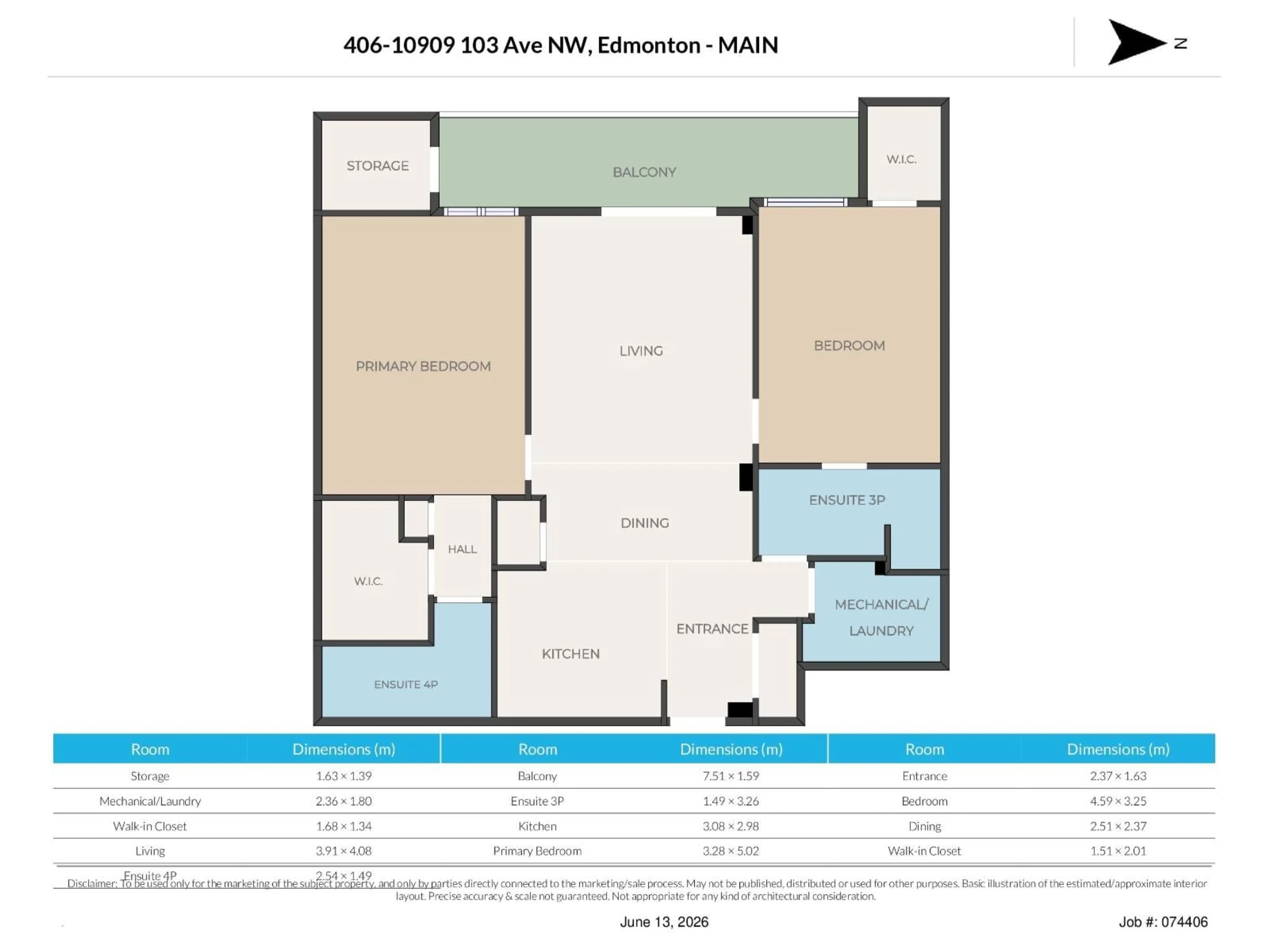 Floor plan for #406 - 10909 103 AV, Edmonton Alberta T5K2W7