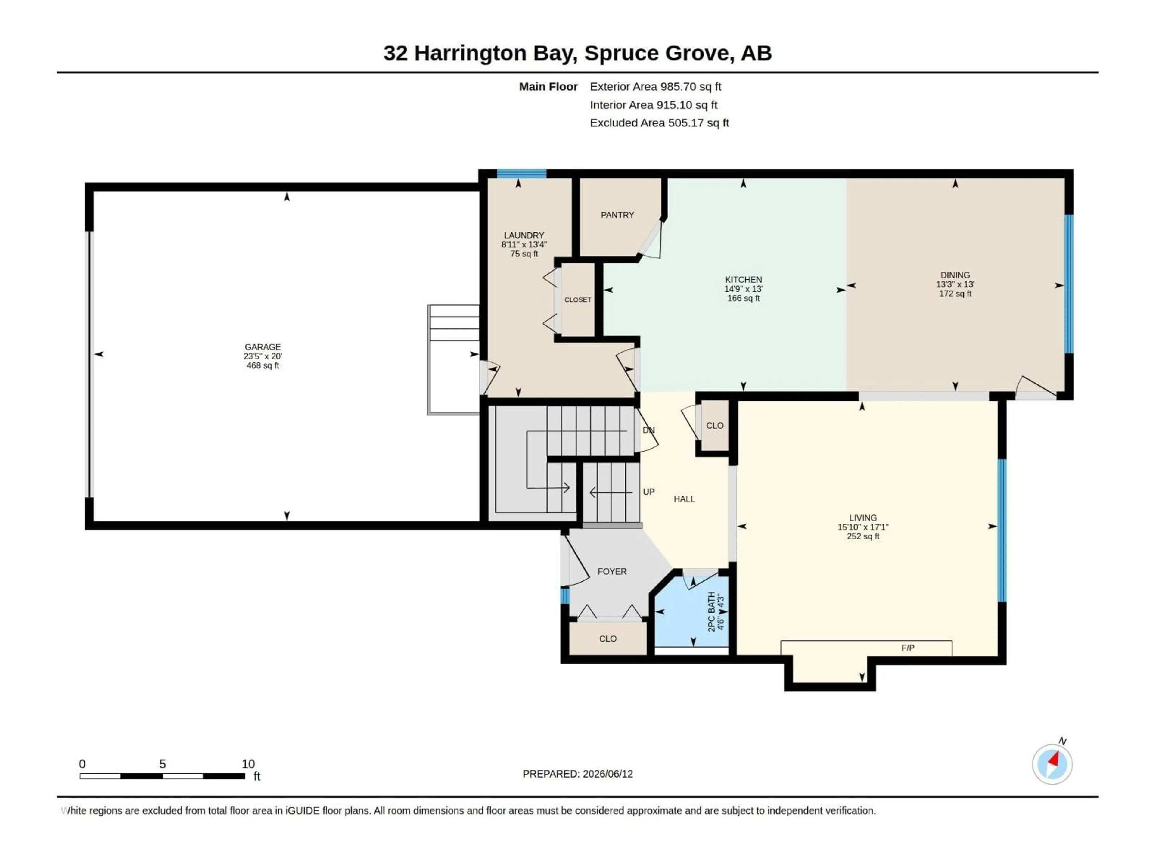 Floor plan for 32 HARRINGTON BA, Spruce Grove Alberta T7X0G7