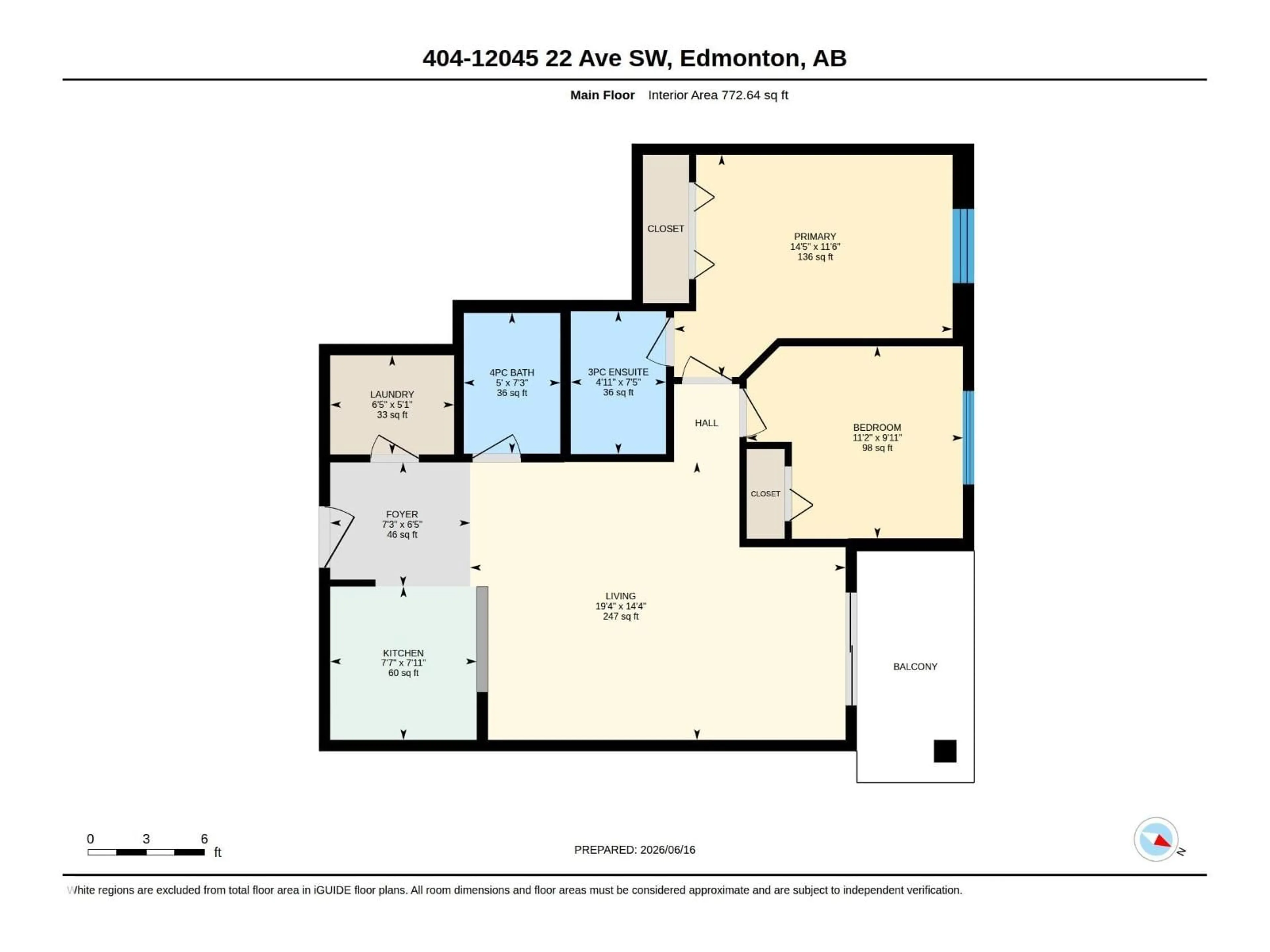 Floor plan for 404 - 12045 22 AV, Edmonton Alberta T6W2Y2