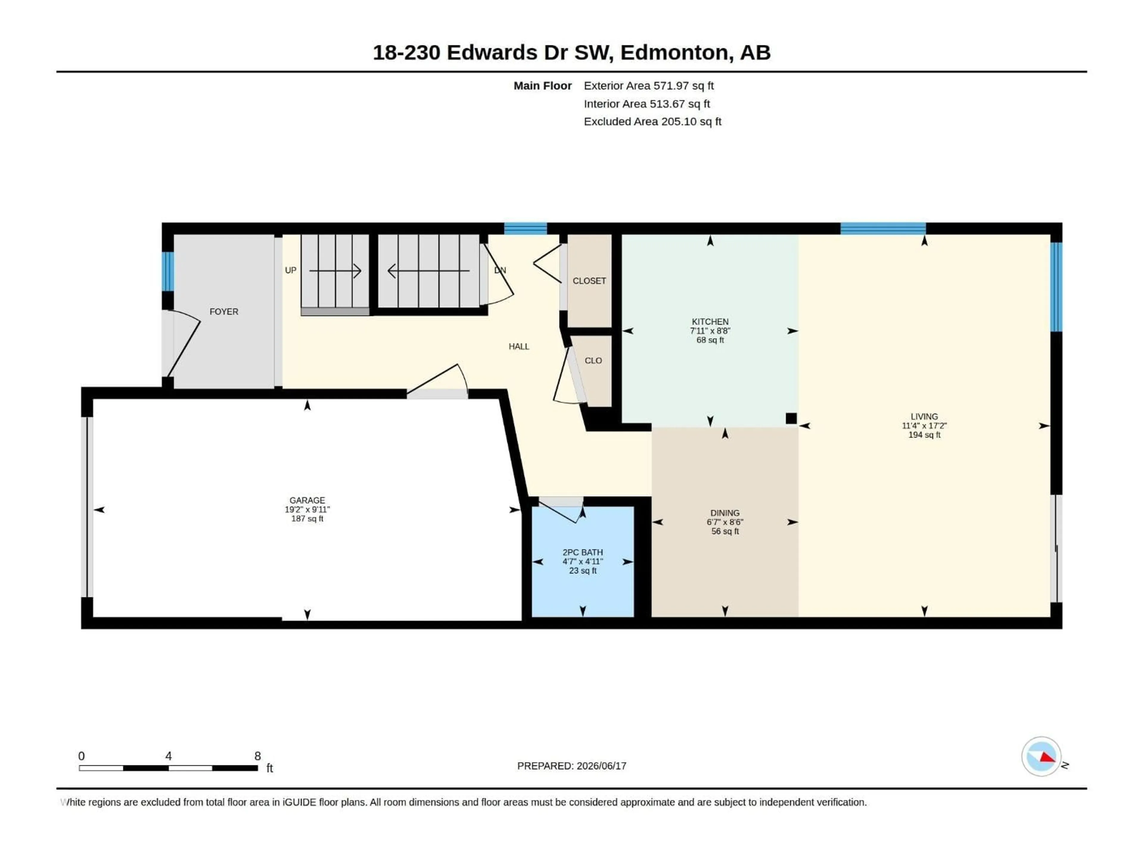 Floor plan for #18 - 230 EDWARDS DR, Edmonton Alberta T6X1G7