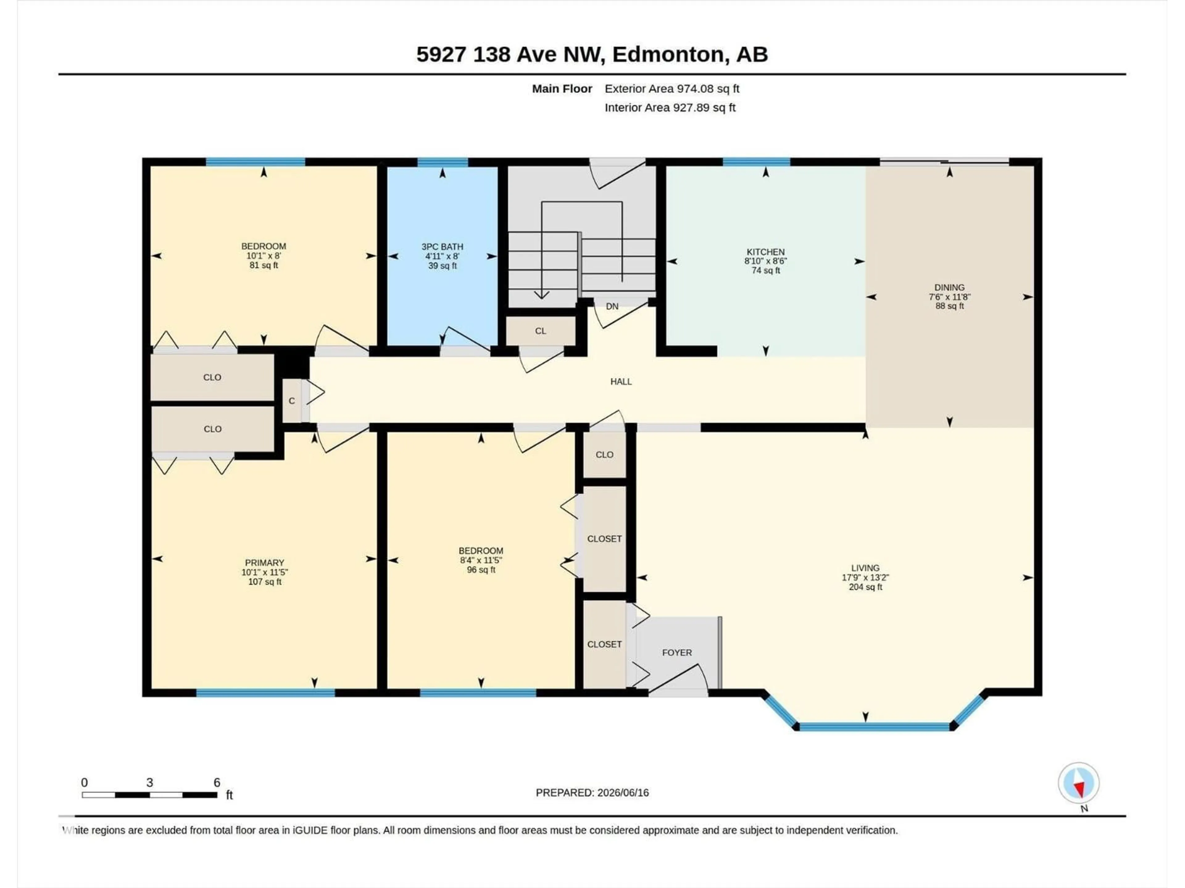 Floor plan for 5927 138 AV, Edmonton Alberta T5A1E4
