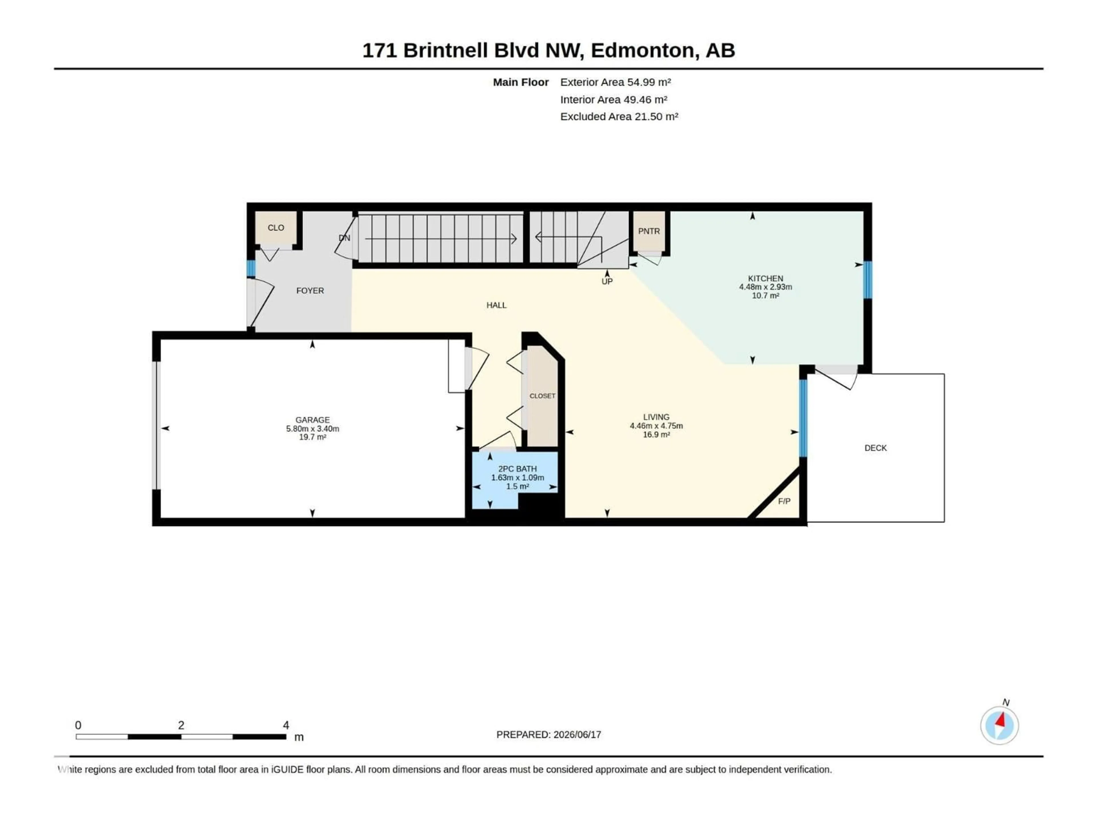 Floor plan for 69 171 BRINTNELL BV, Edmonton Alberta T5Y0C6