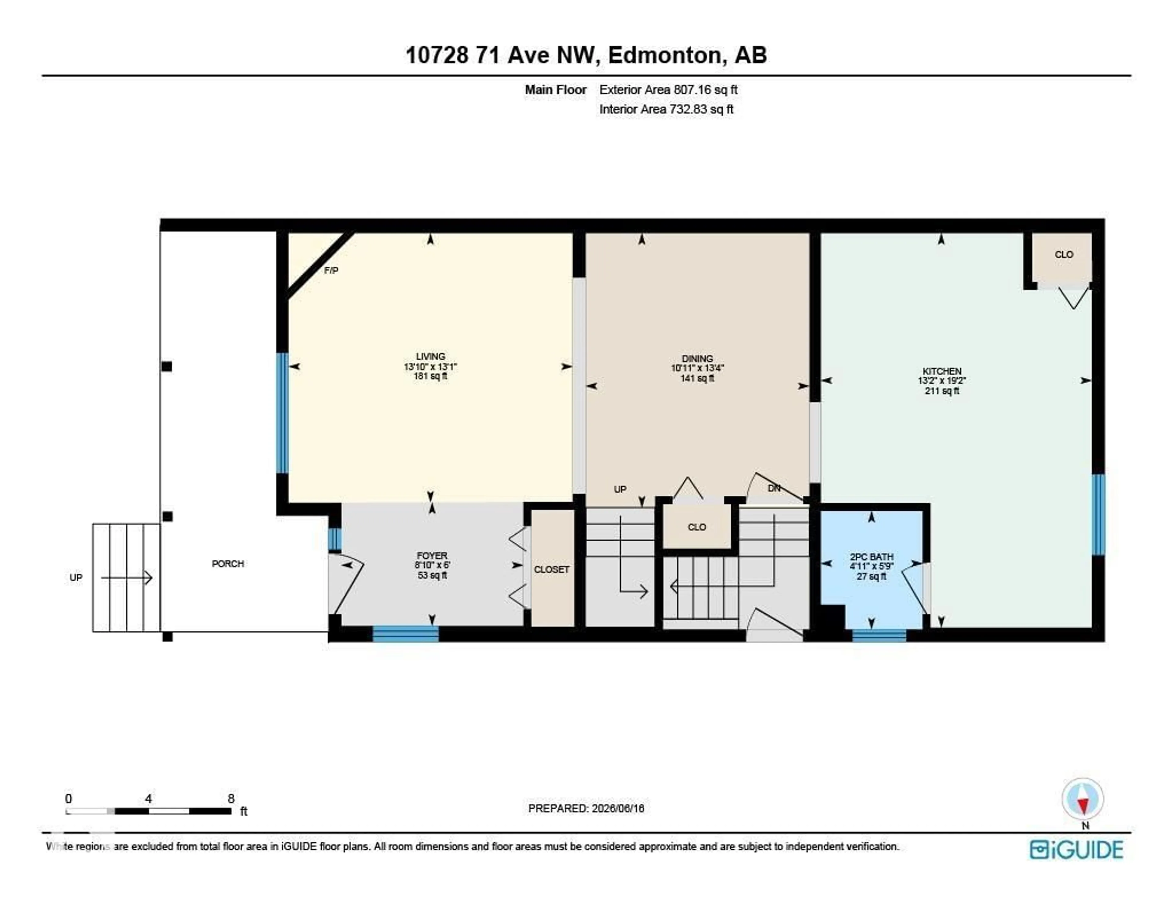Floor plan for 10728 71 AV, Edmonton Alberta T6E0X6